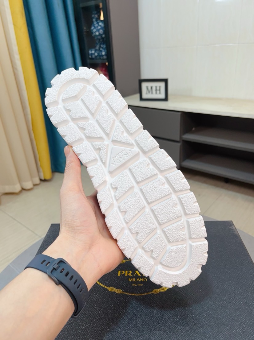 Prada Mesh Leather Sneakers Black