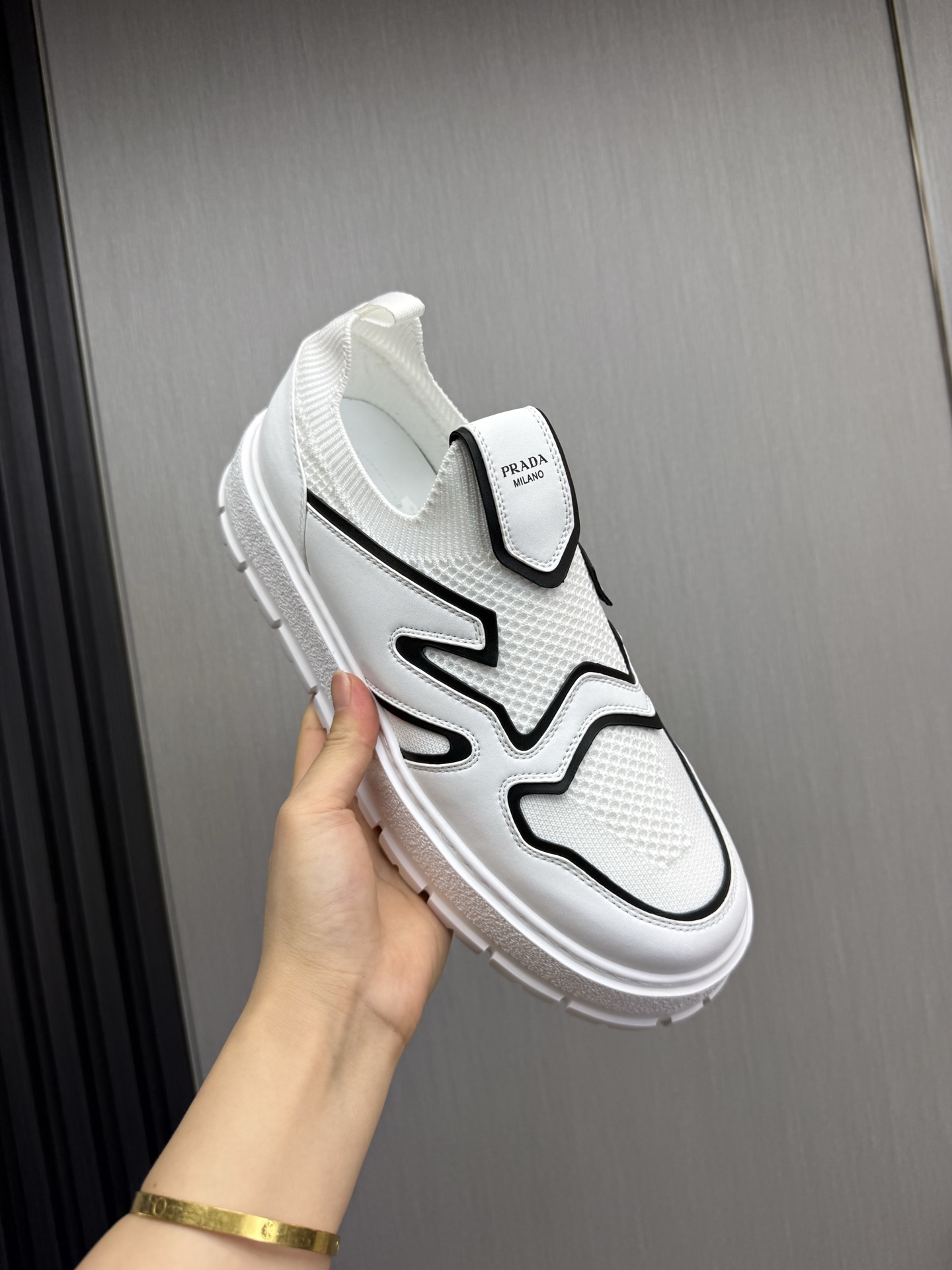 Prada Milano Slip-On Sneakers White