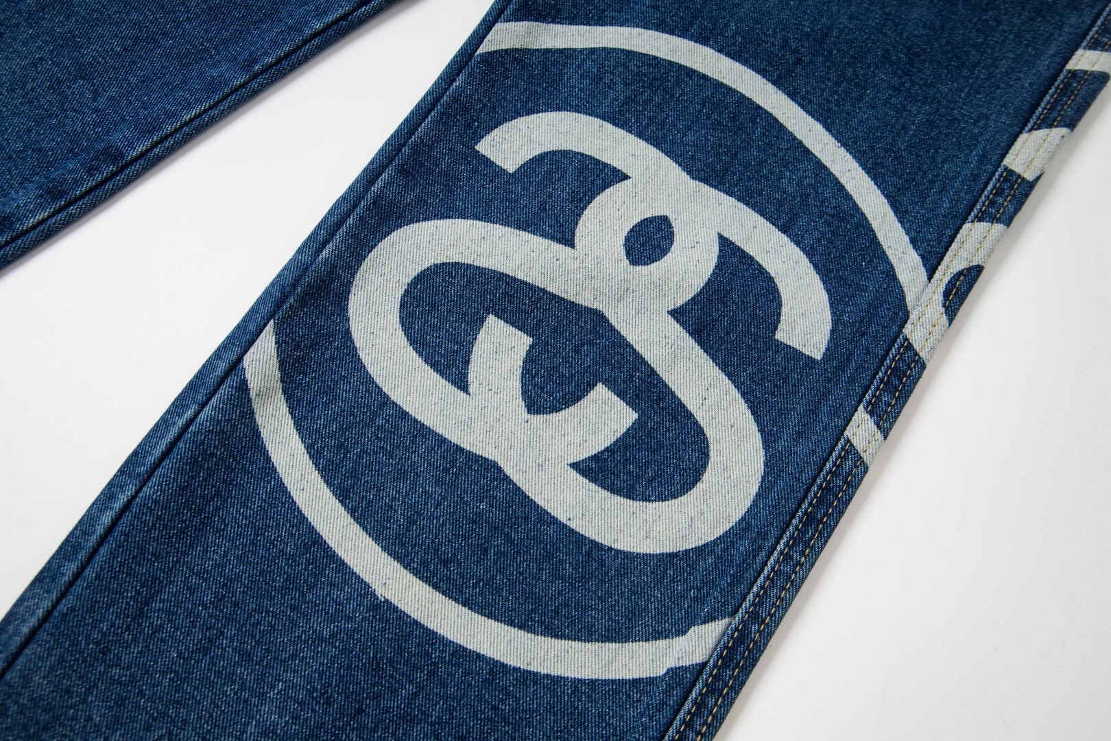 Stussy SS25 Logo Print Jeans Blue
