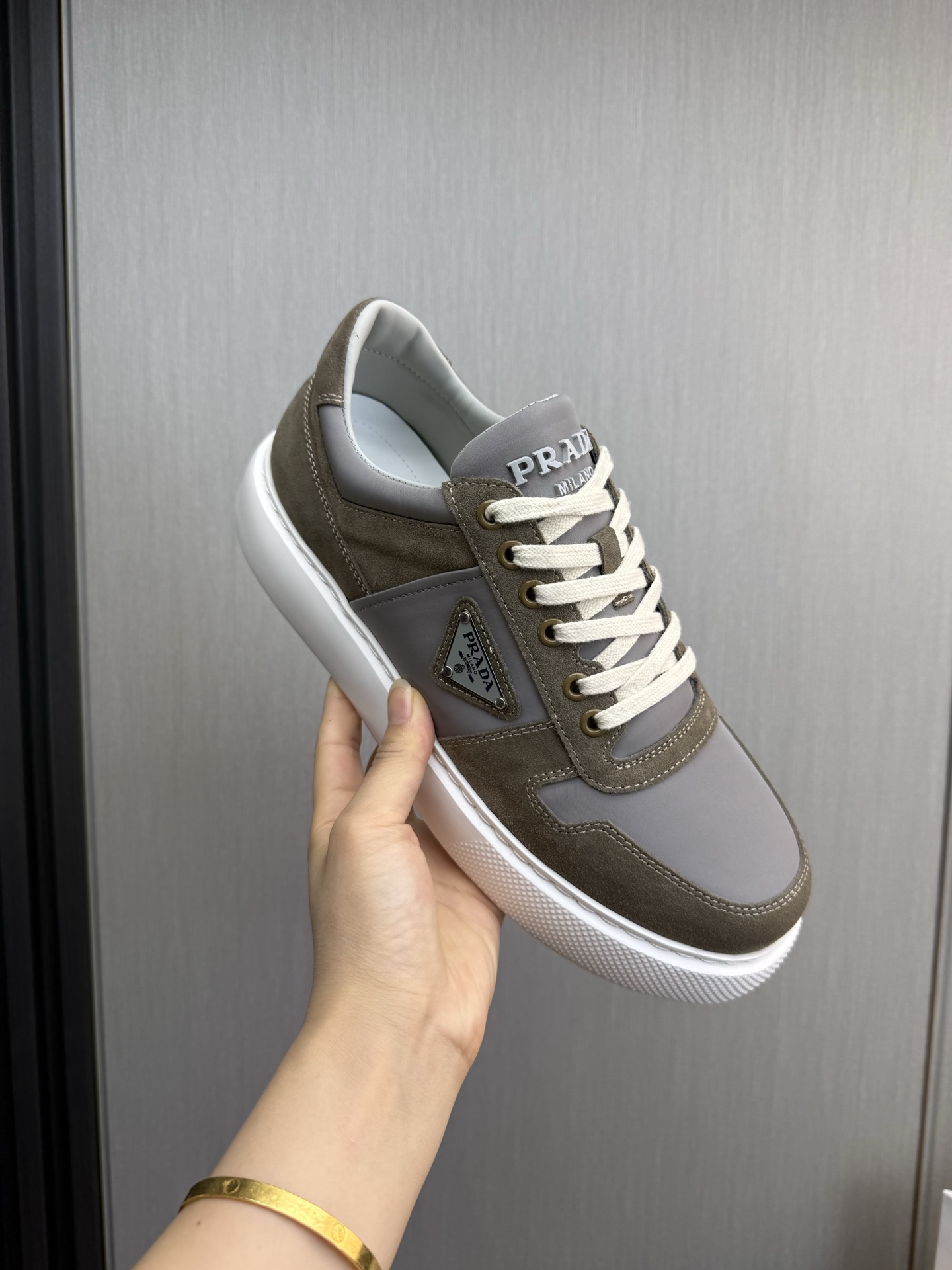 Prada Milano Suede Sneaker Gray