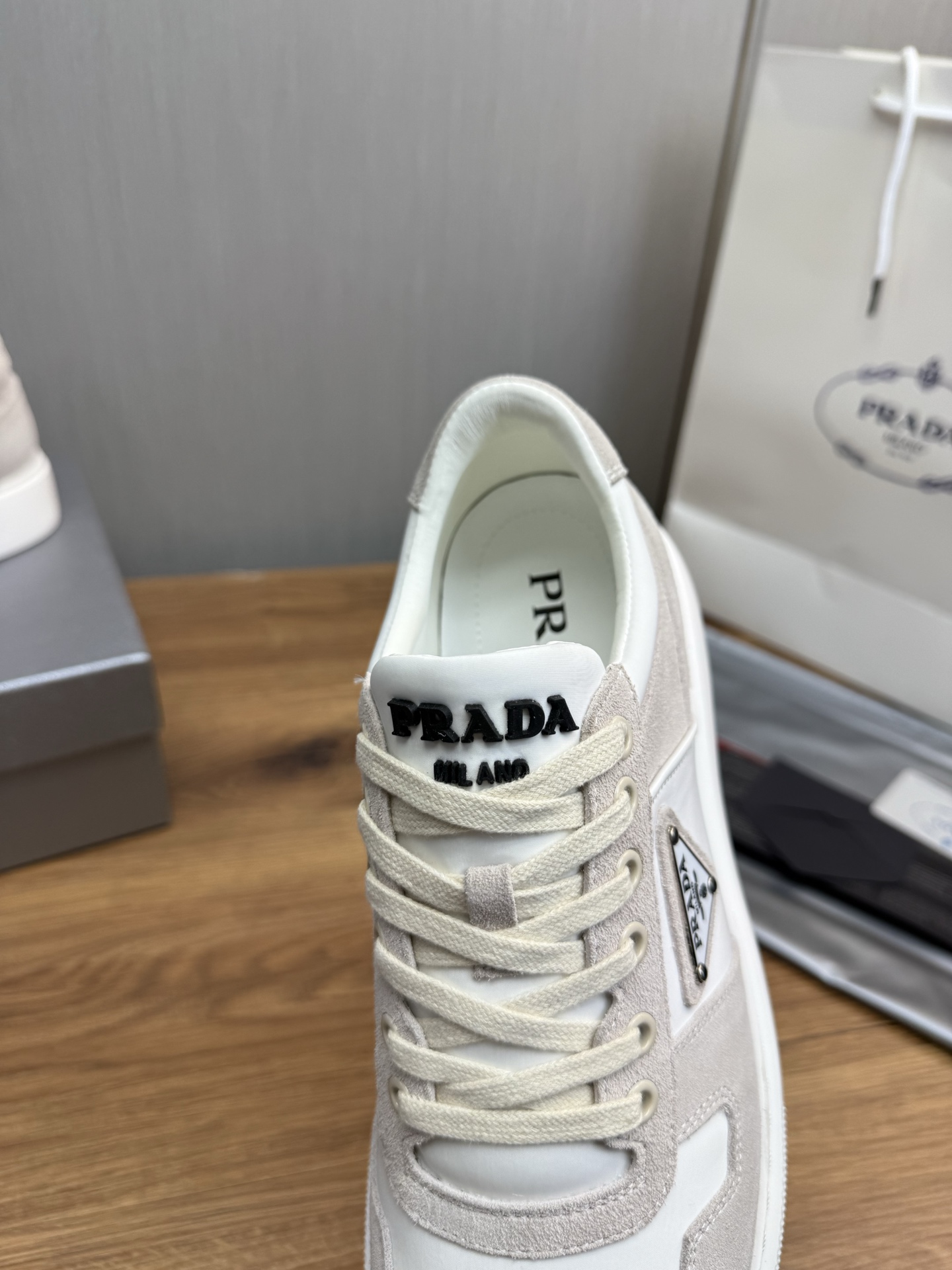 Prada Suede Leather Sneakers White/Beige