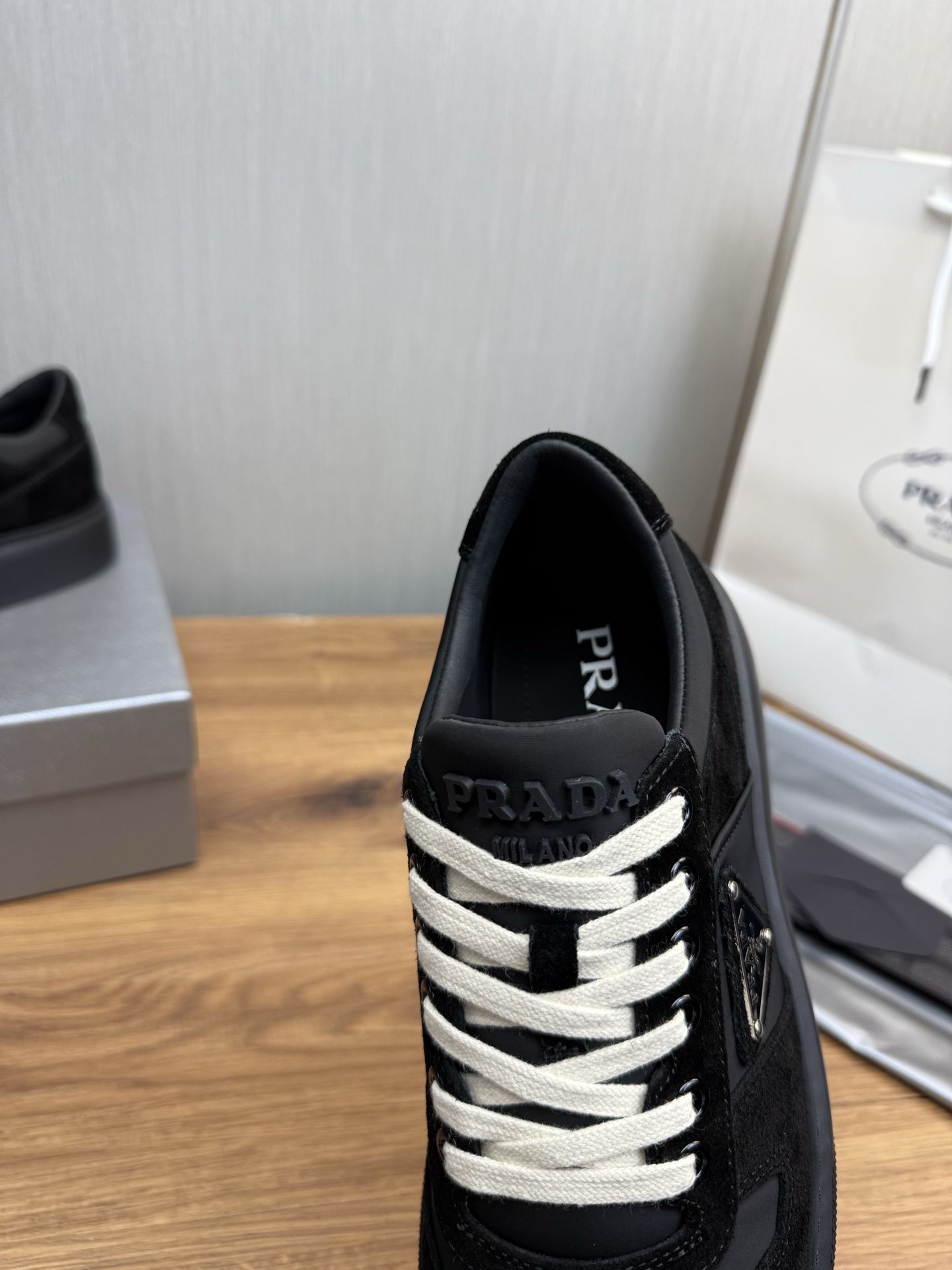 Prada Suede Leather Low-Top Sneakers Black