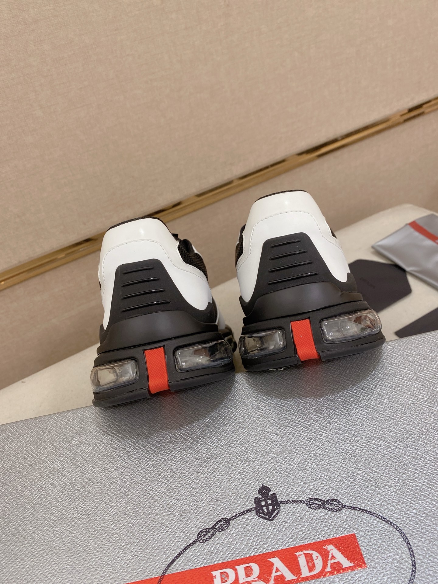 Prada Air-Cushion Mesh Sneakers Black/White