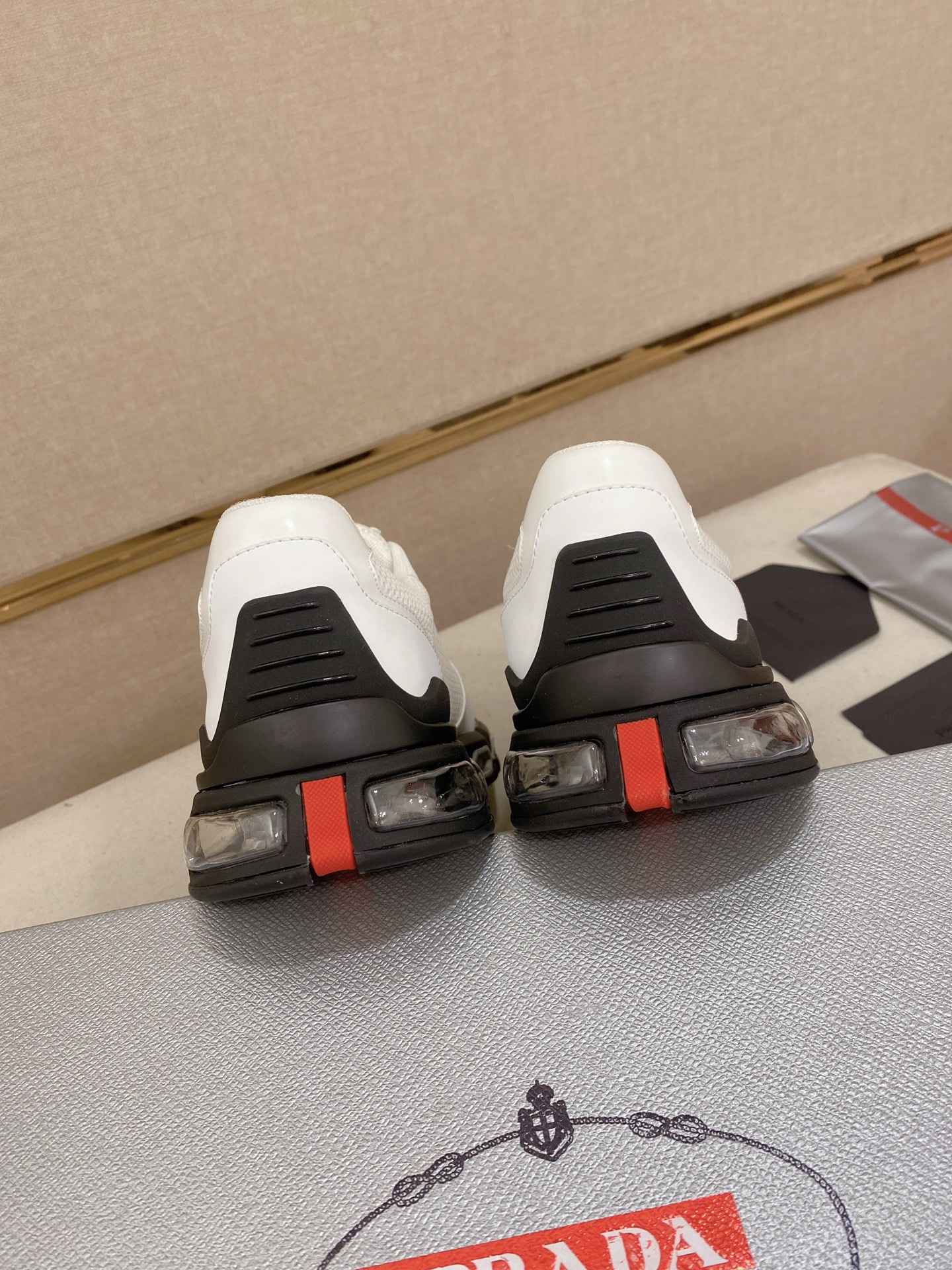 Prada Air-Cushion Mesh Sneakers White/Black