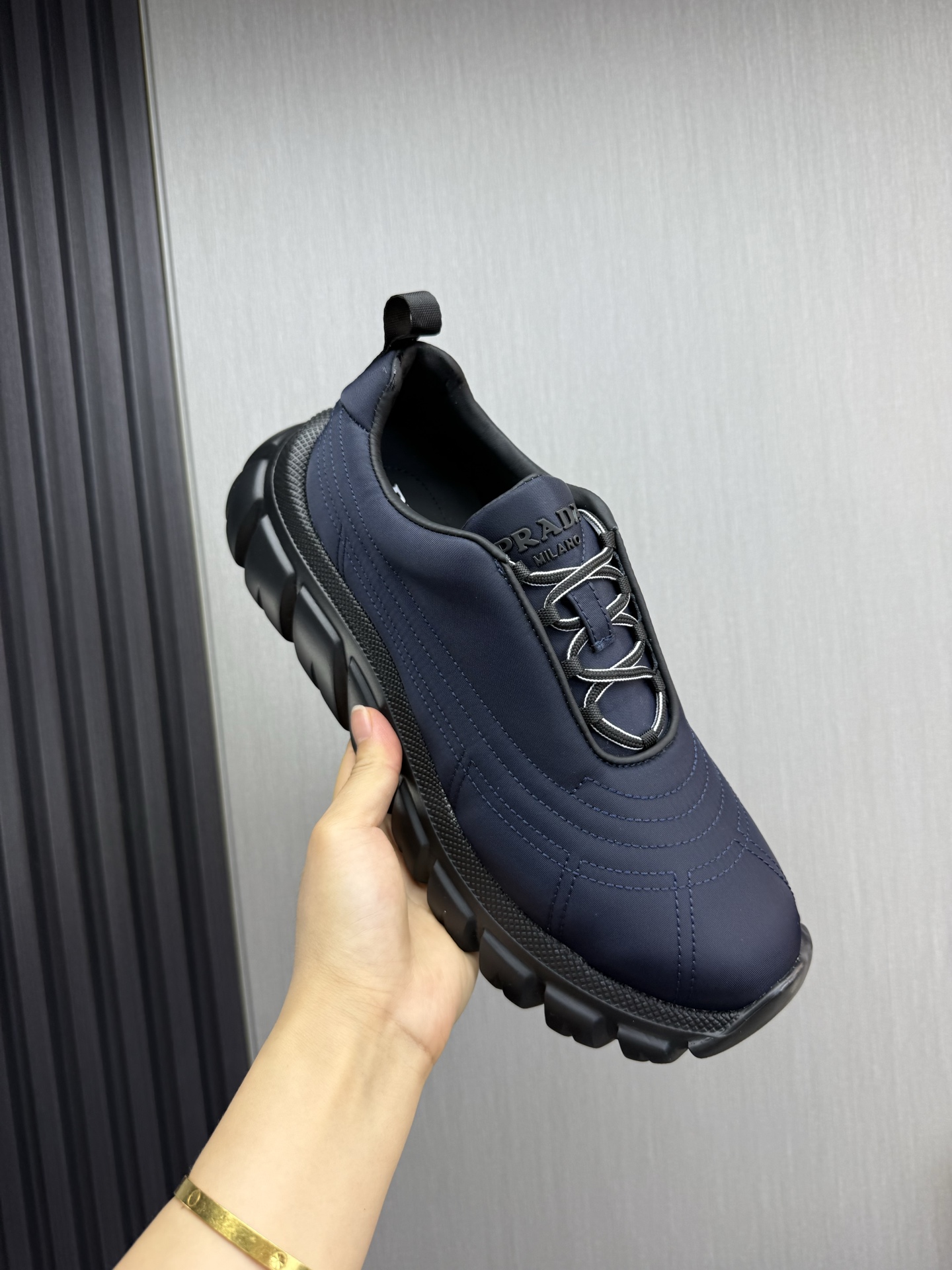 Prada Milano Nylon Sneakers Navy