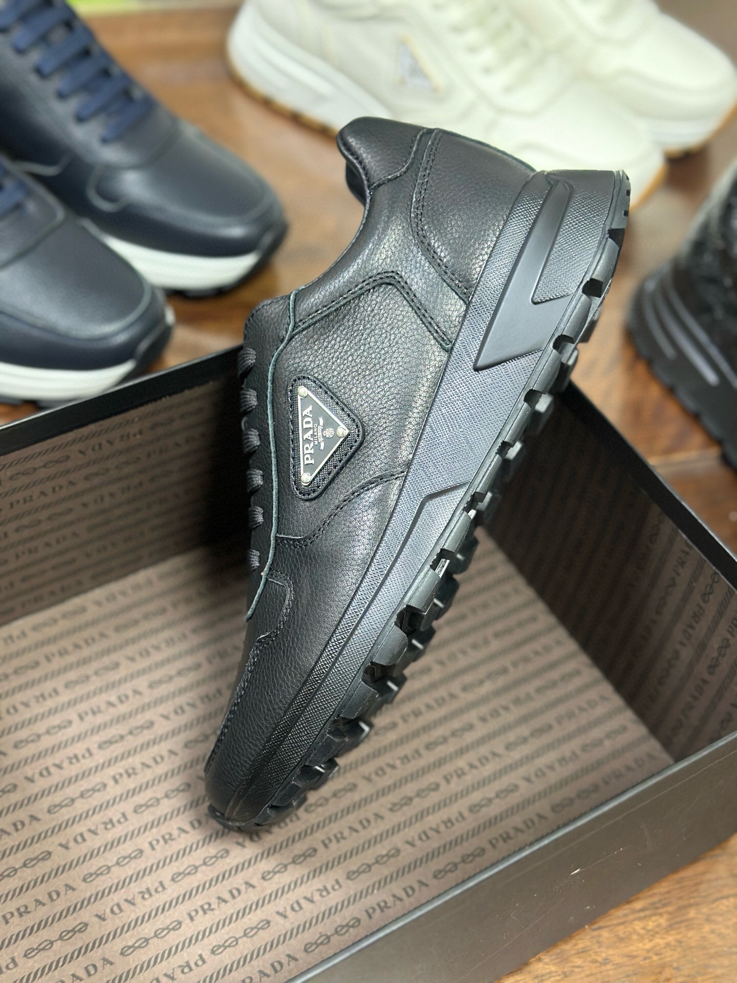 Prada Prax 2.0 Leather Sneakers Black