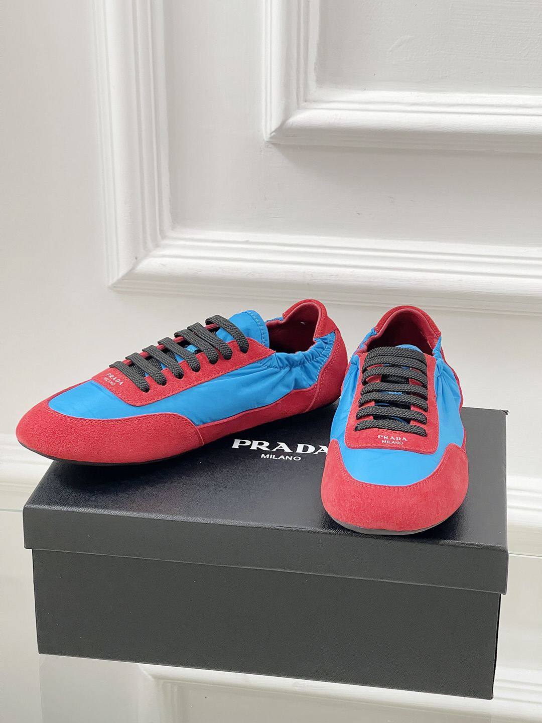 Prada Collapse Re-Nylon Sneakers Blue/Red