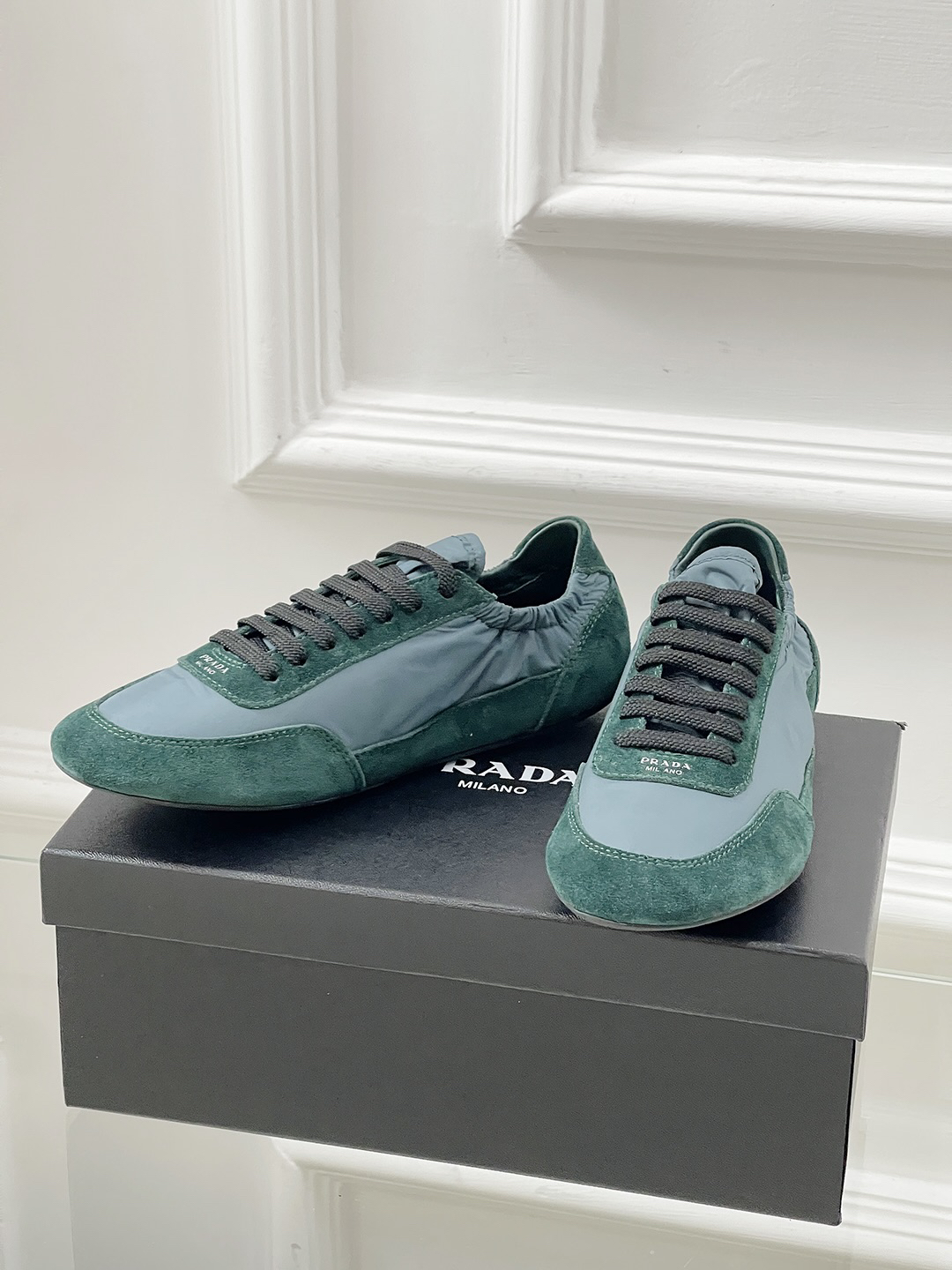 Prada Collapse Nylon Sneakers Green