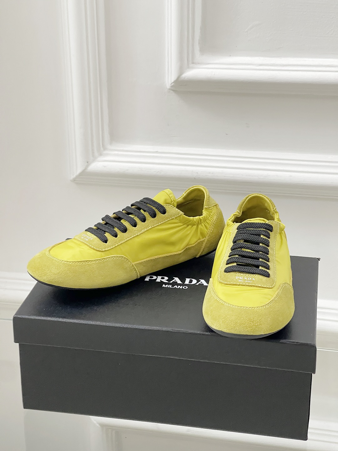 Prada Collapse Nylon Sneakers Yellow