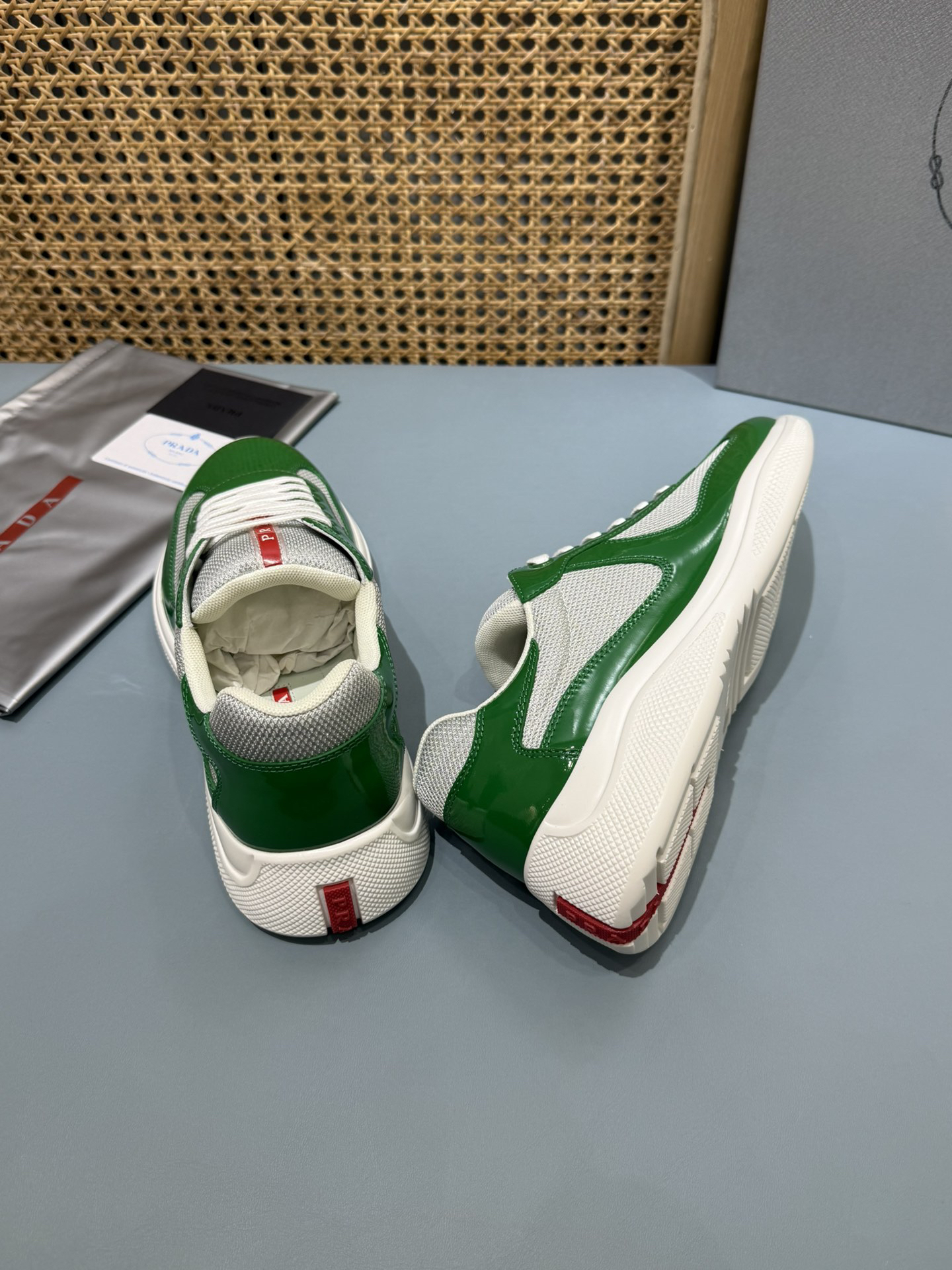 Prada Americas Cup Lace-Up Sneakers Green