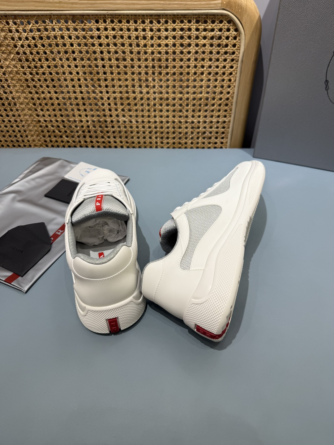 Prada Americas Cup Lace-Up Sneakers White