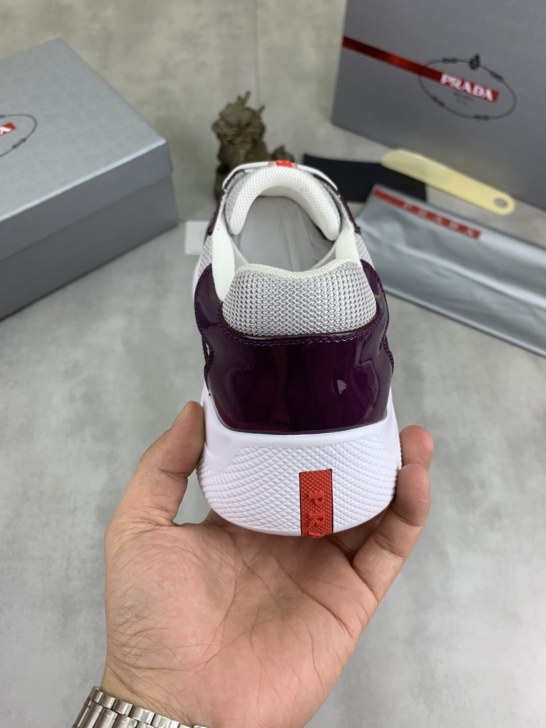 Prada Mesh Leather Sneakers Purple