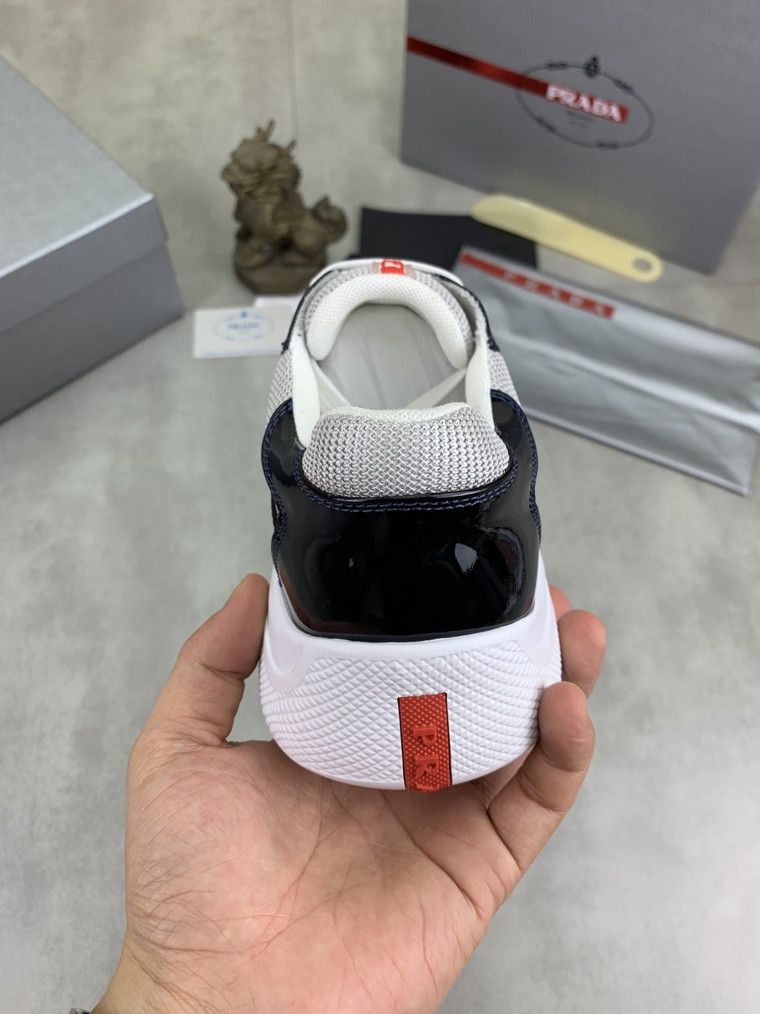 Prada Leather Mesh Sneakers Black
