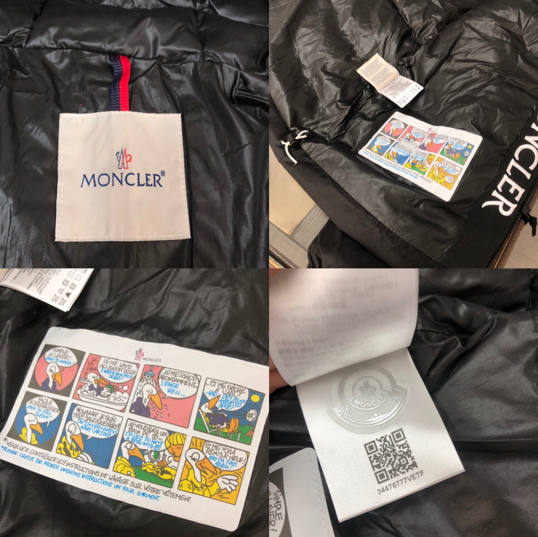 Moncler Logo Tape Down Jacket Black