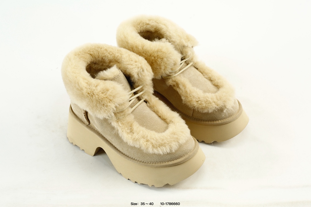 UGG Sheepskin Platform Boots Beige