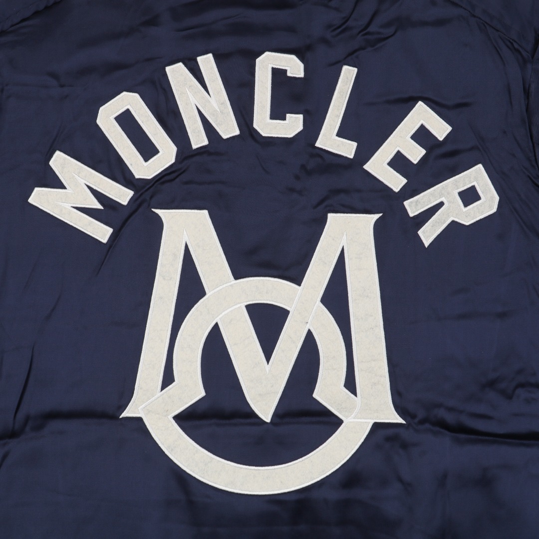 Moncler M Logo Down Varsity Jacket Navy
