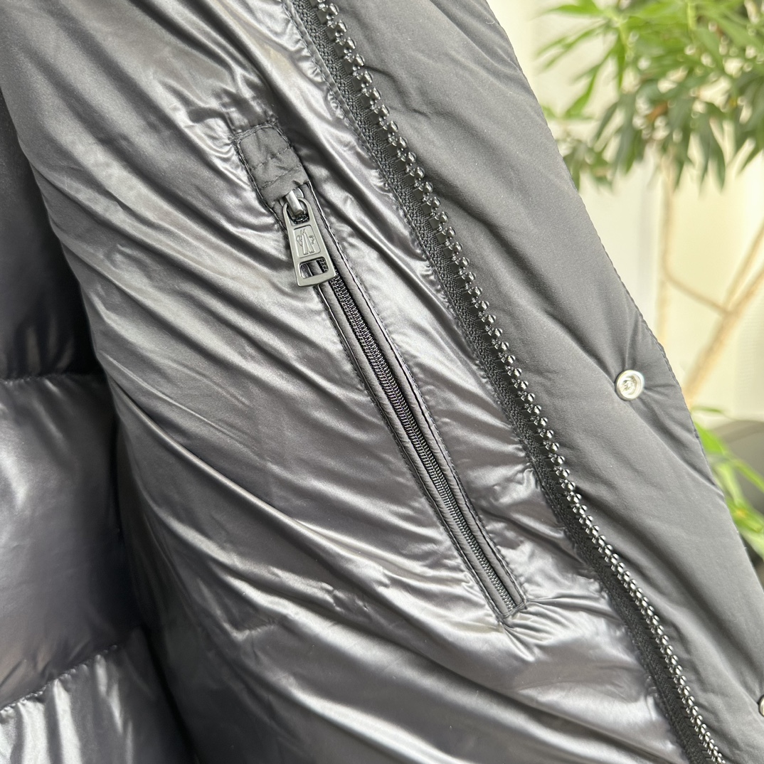 Moncler Hannover Hooded Long Down Coat Black
