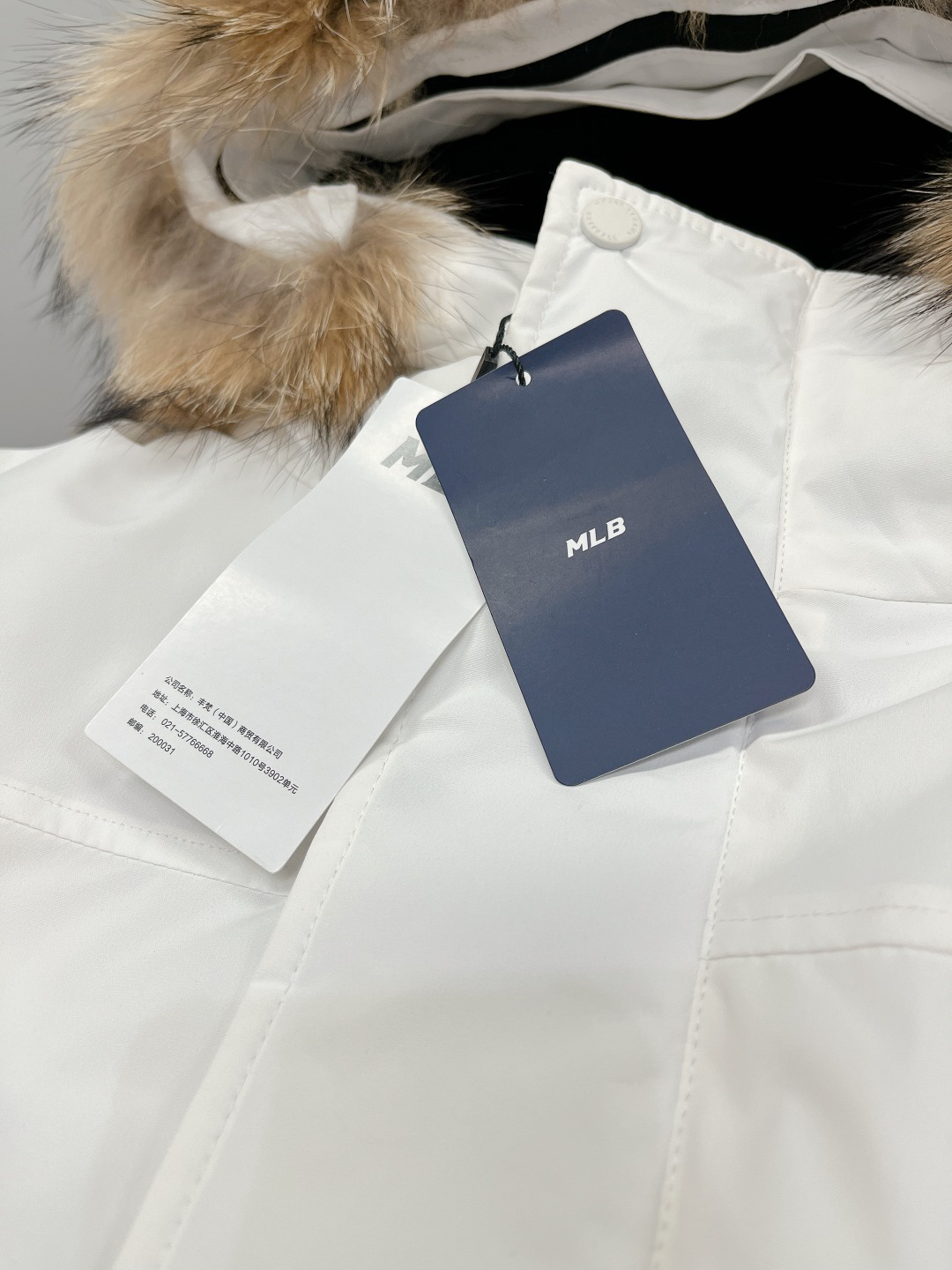 MLB NY Yankees Fur-Trim Down Parka White