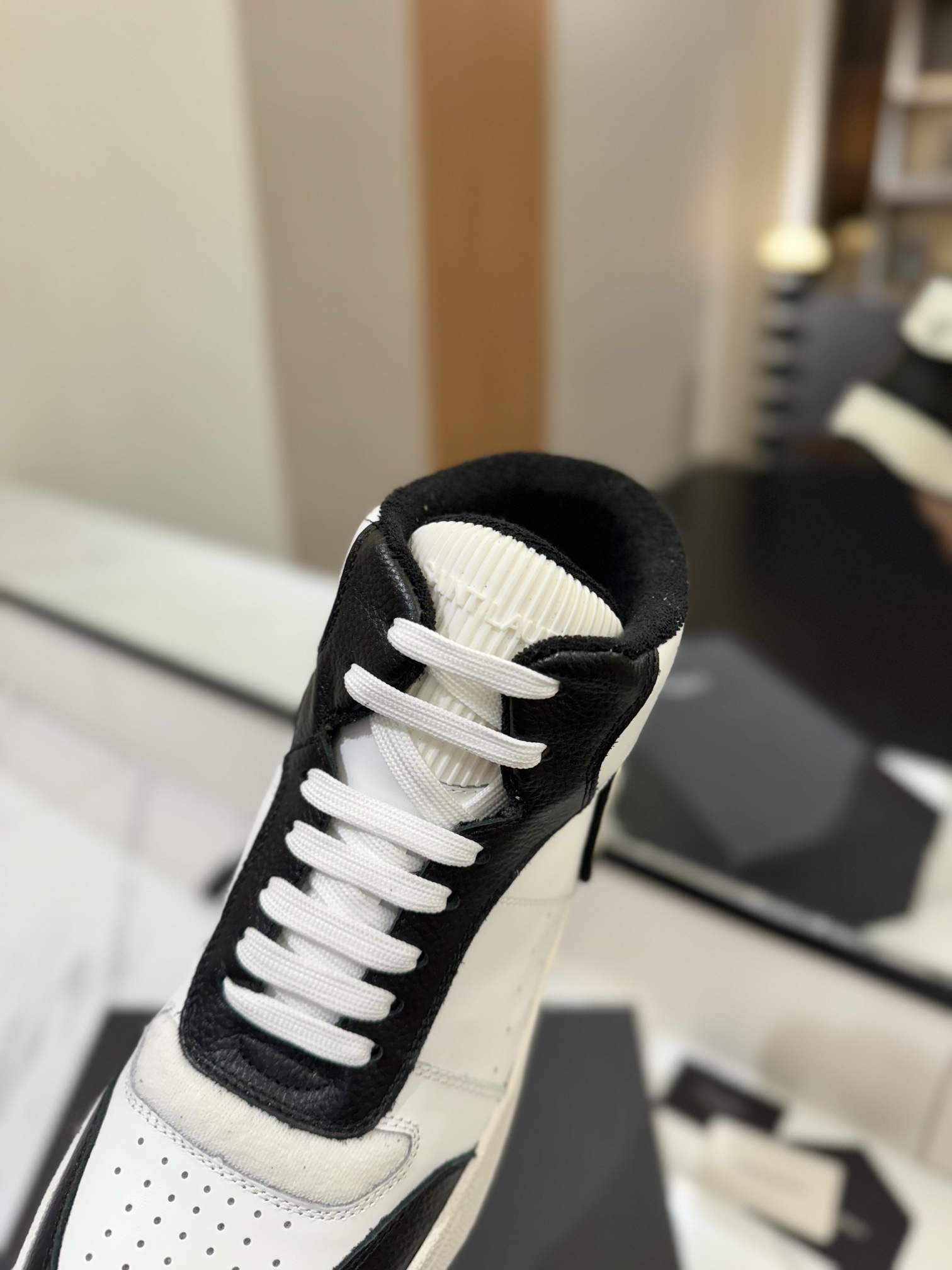 YSL SL61 Leather High-Top Sneakers Black White