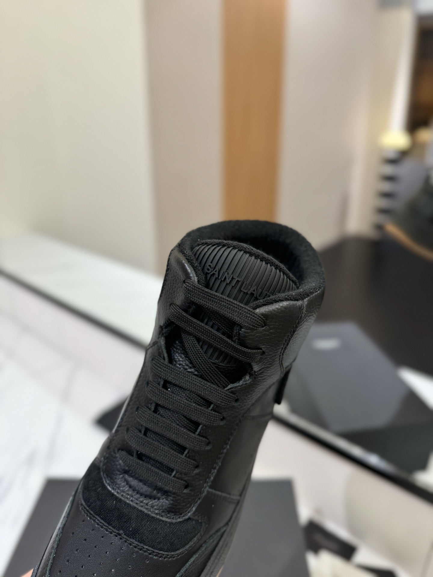 YSL SL61 Leather High-Top Sneakers Black