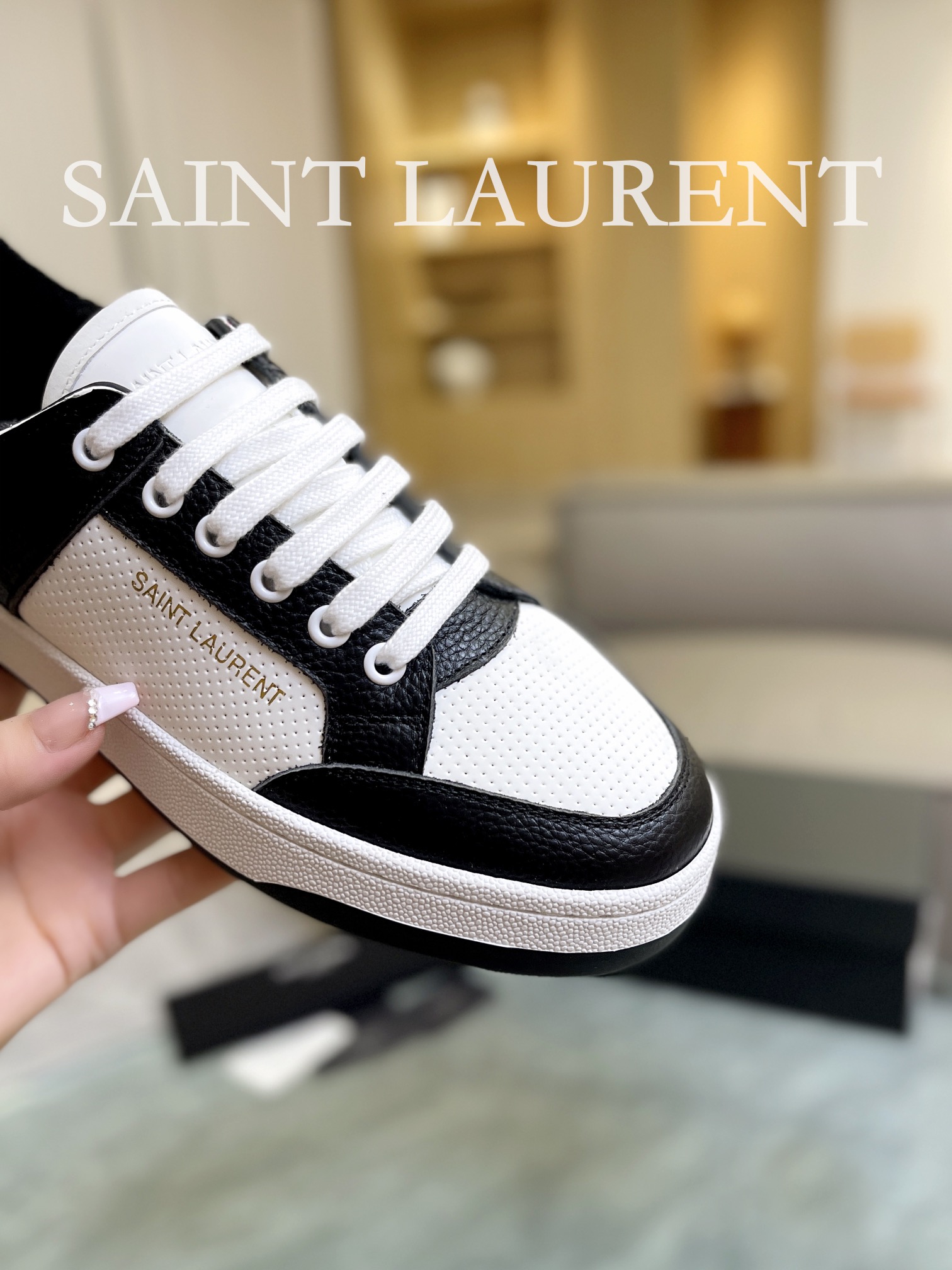 YSL SL61 Low-Top Sneakers Black/White