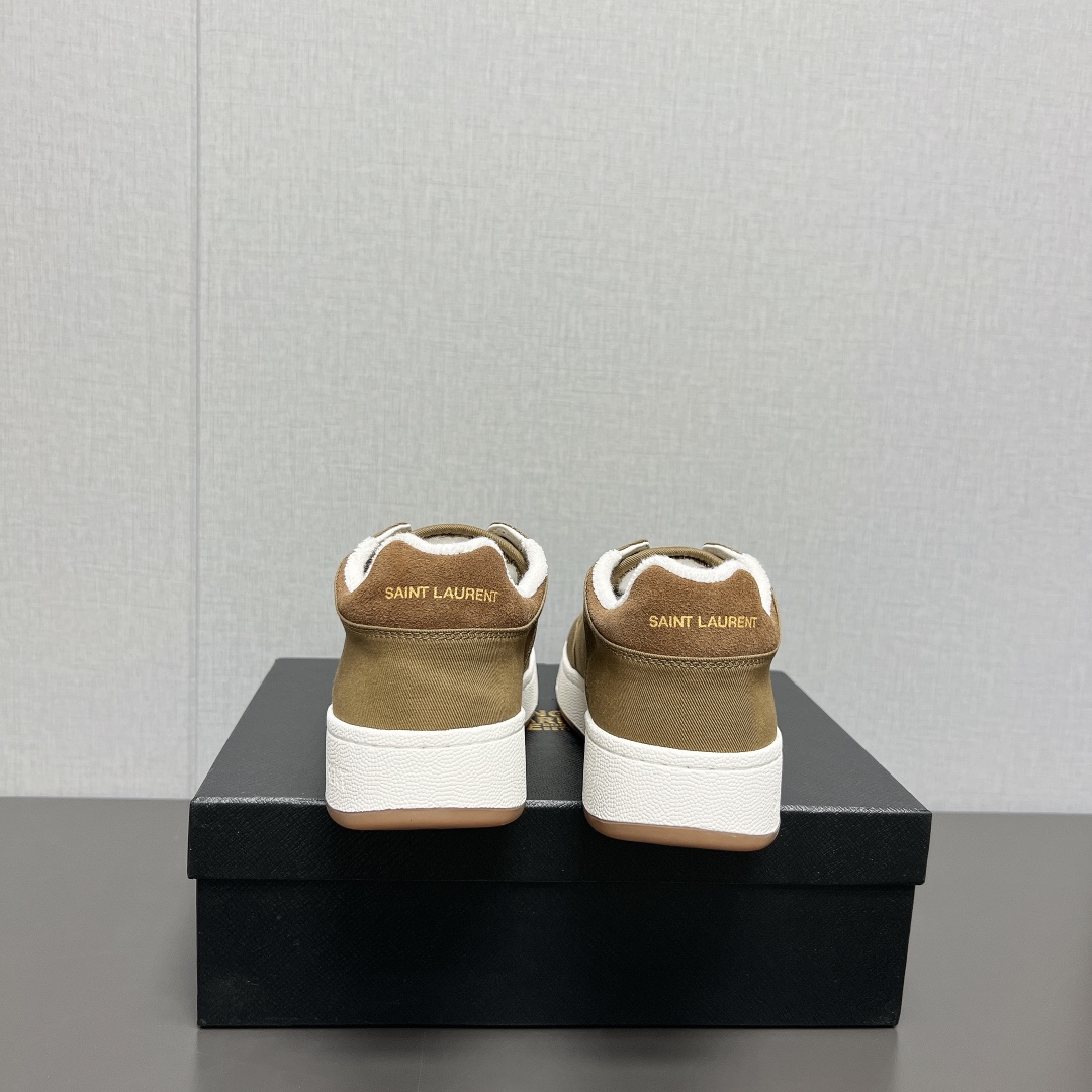 YSL SL61 Canvas Low-Top Sneakers Khaki