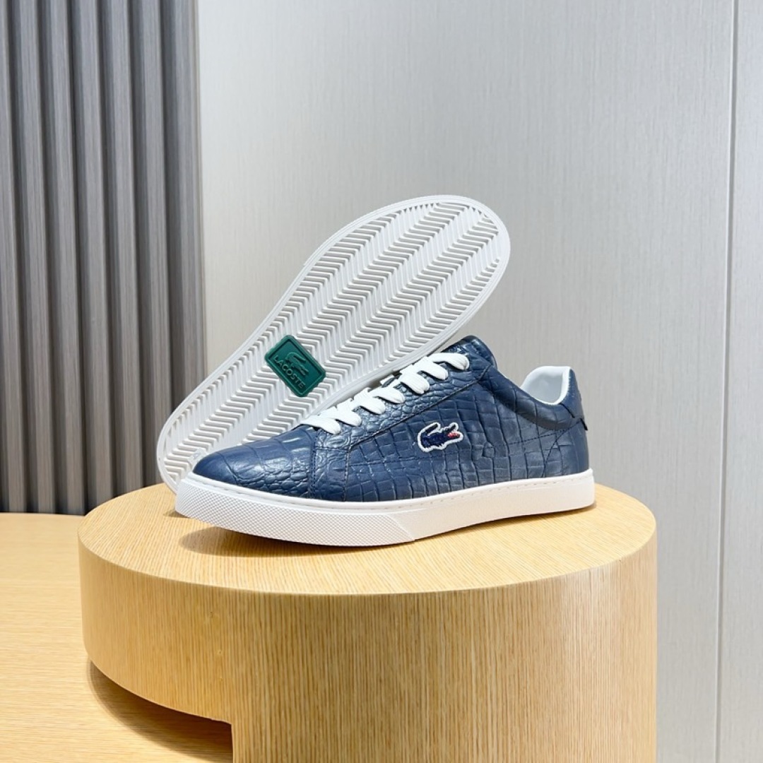 Lacoste Croc-Embossed Leather Sneakers Navy