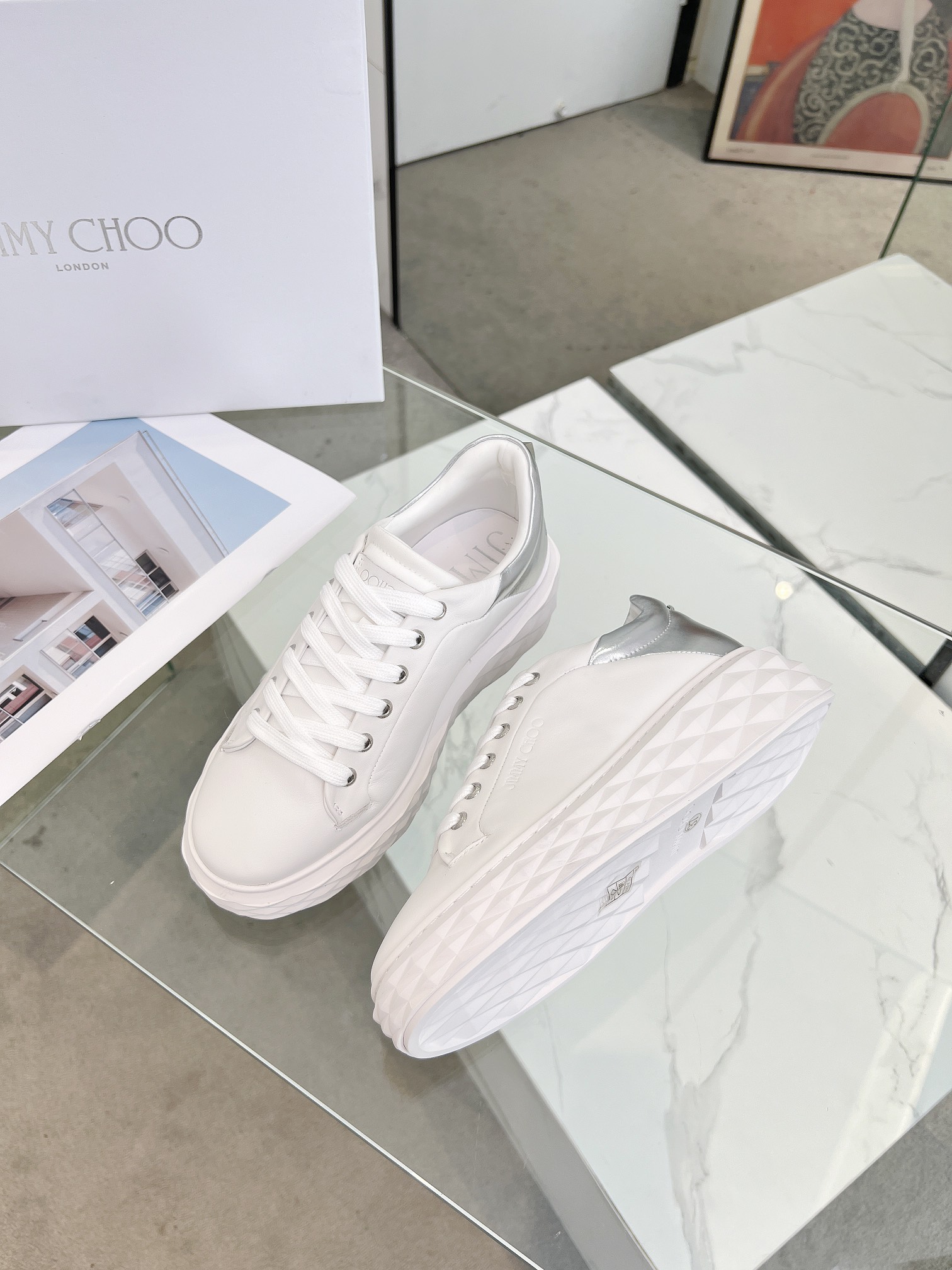 Jimmy Choo Diamond Sneakers White/Silver