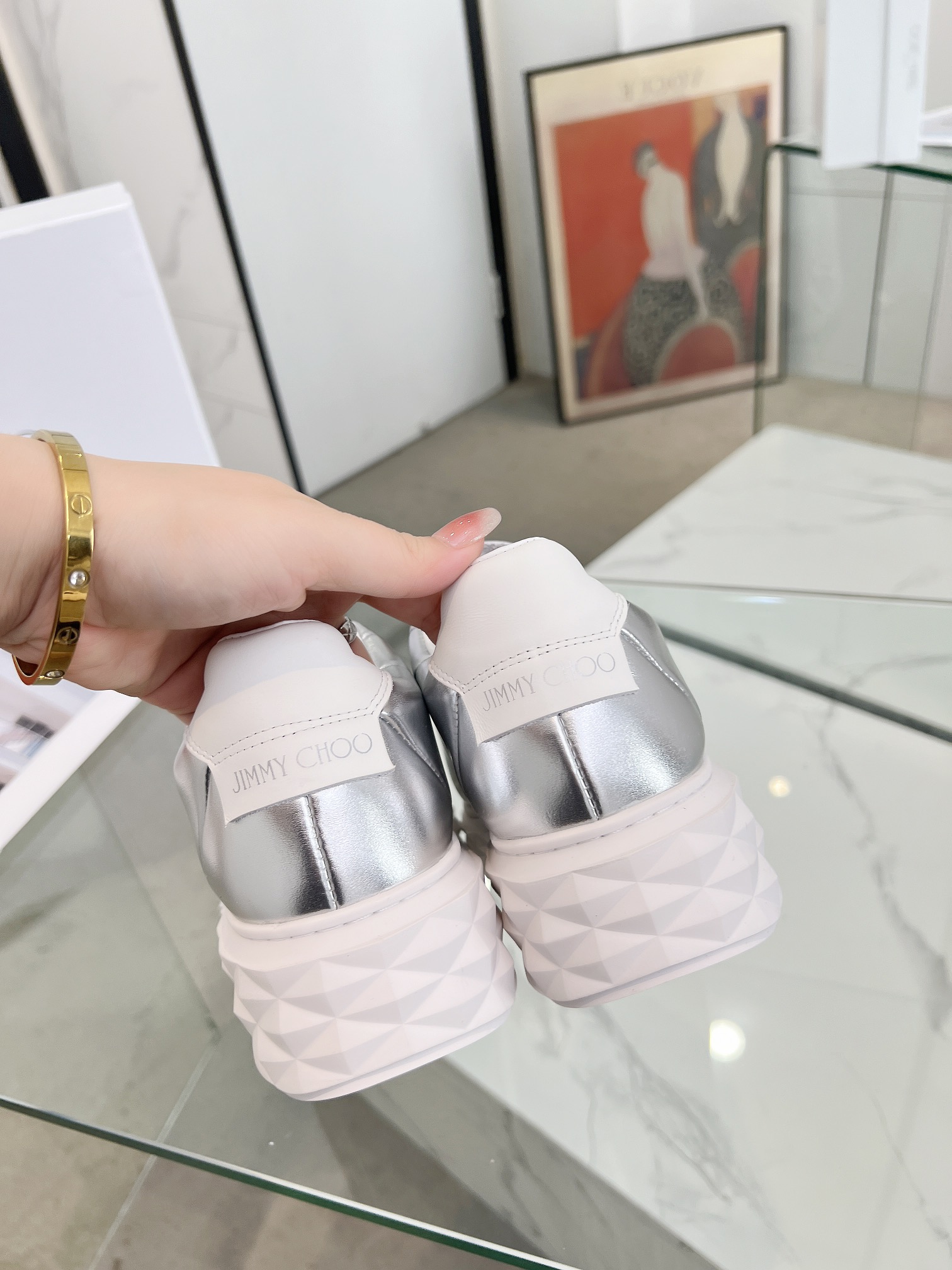 Jimmy Choo Diamond Sneakers Silver