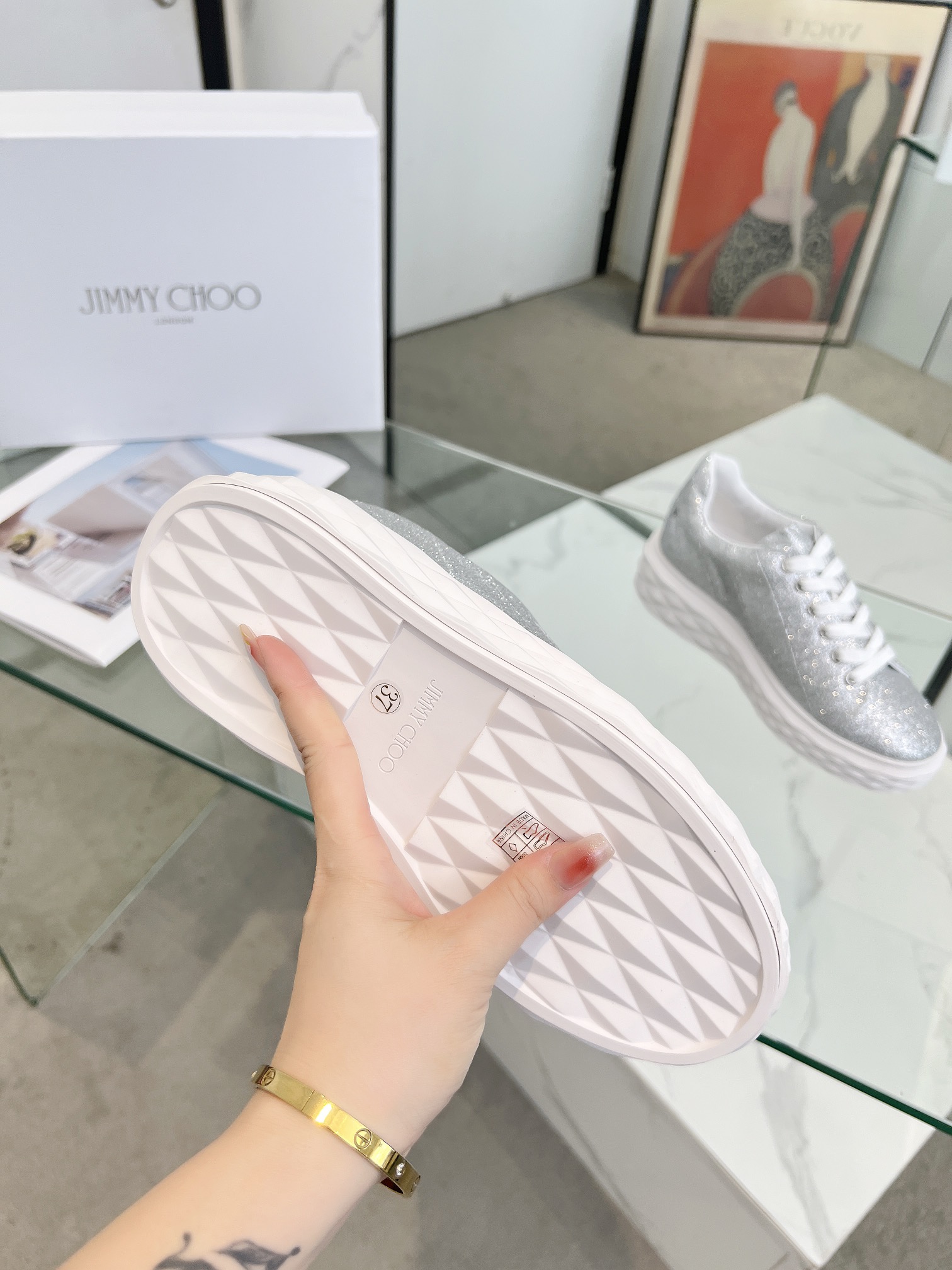 Jimmy Choo Diamond Sneakers Silver