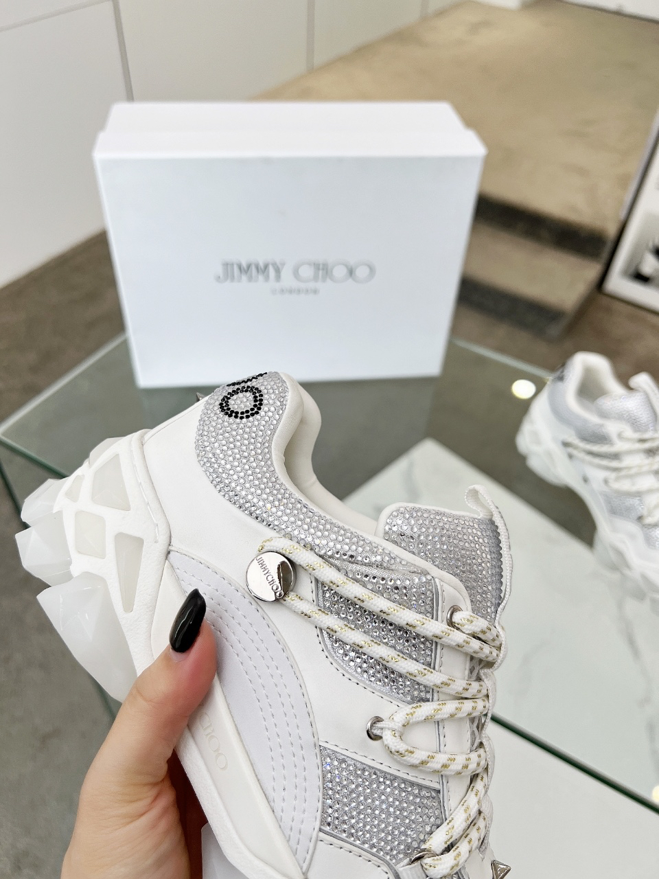 Jimmy Choo Diamond X II M Dad Sneakers Silver/White