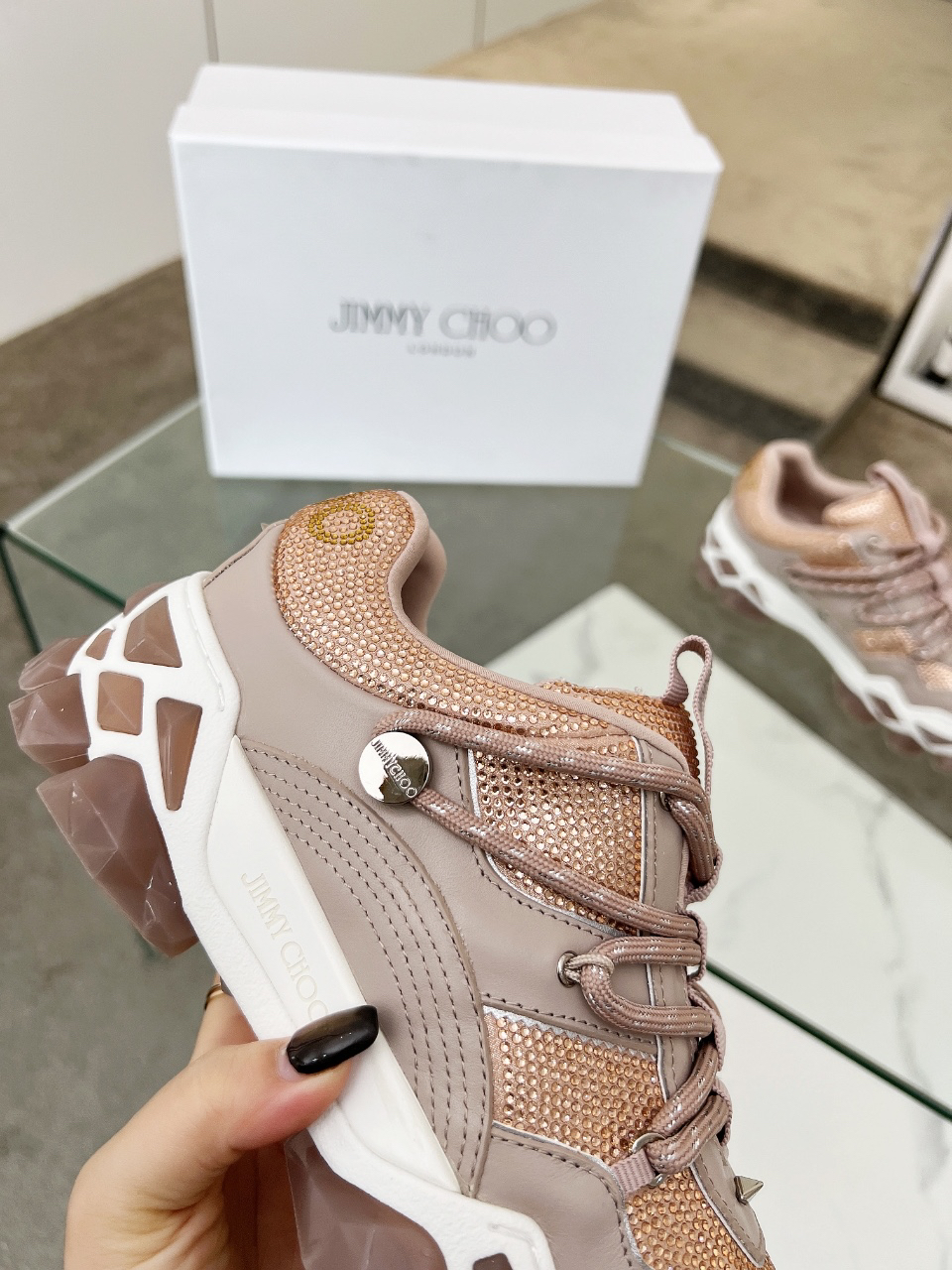 Jimmy Choo Diamond X II Dad Sneakers Pink