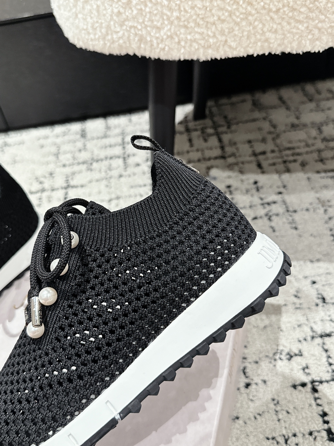Jimmy Choo Pearl Knit Sock Sneakers Black