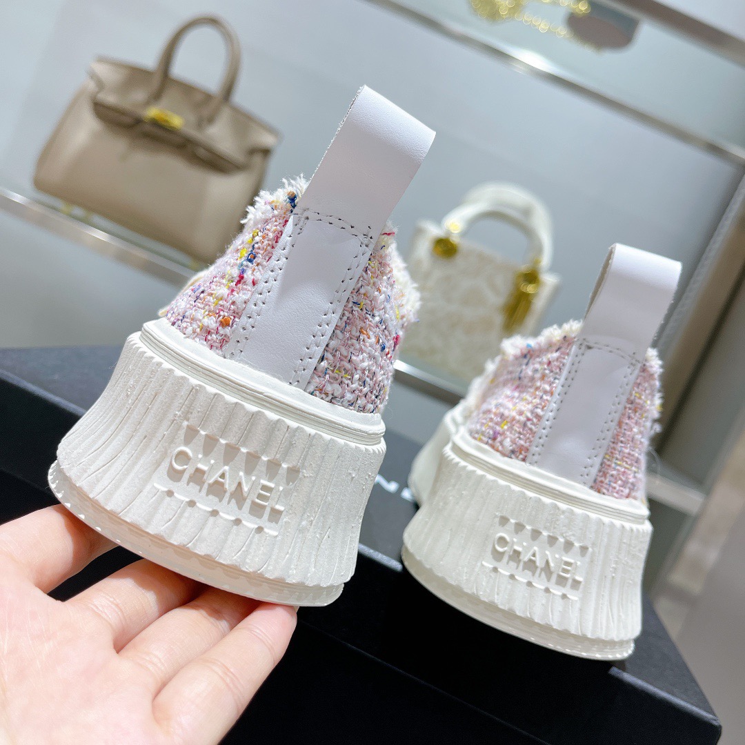Chanel Tweed Platform Sneakers Multicolor