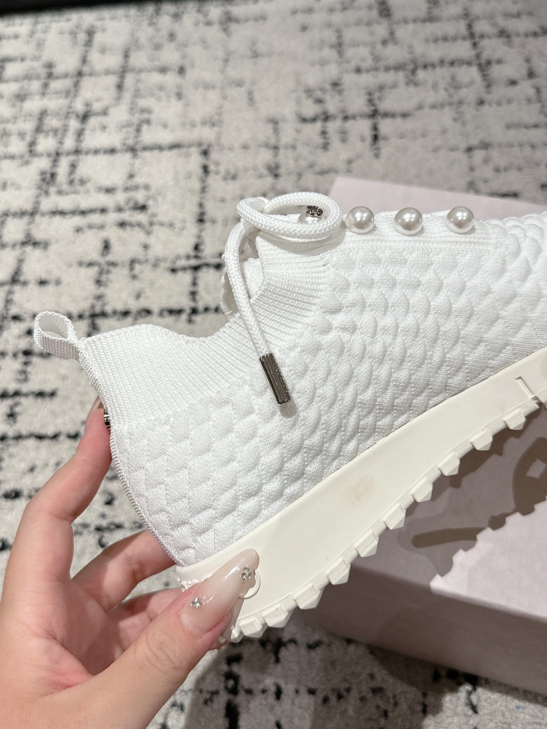 Jimmy Choo Knit Sock Sneakers White