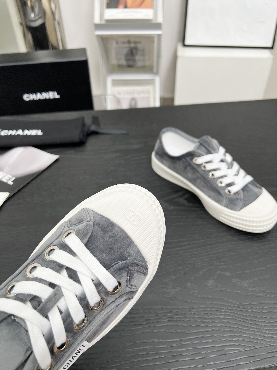 Chanel Vintage Low-Top Sneakers Gray