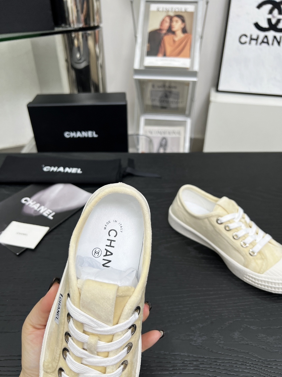 Chanel Vintage Low-Top Sneakers Beige