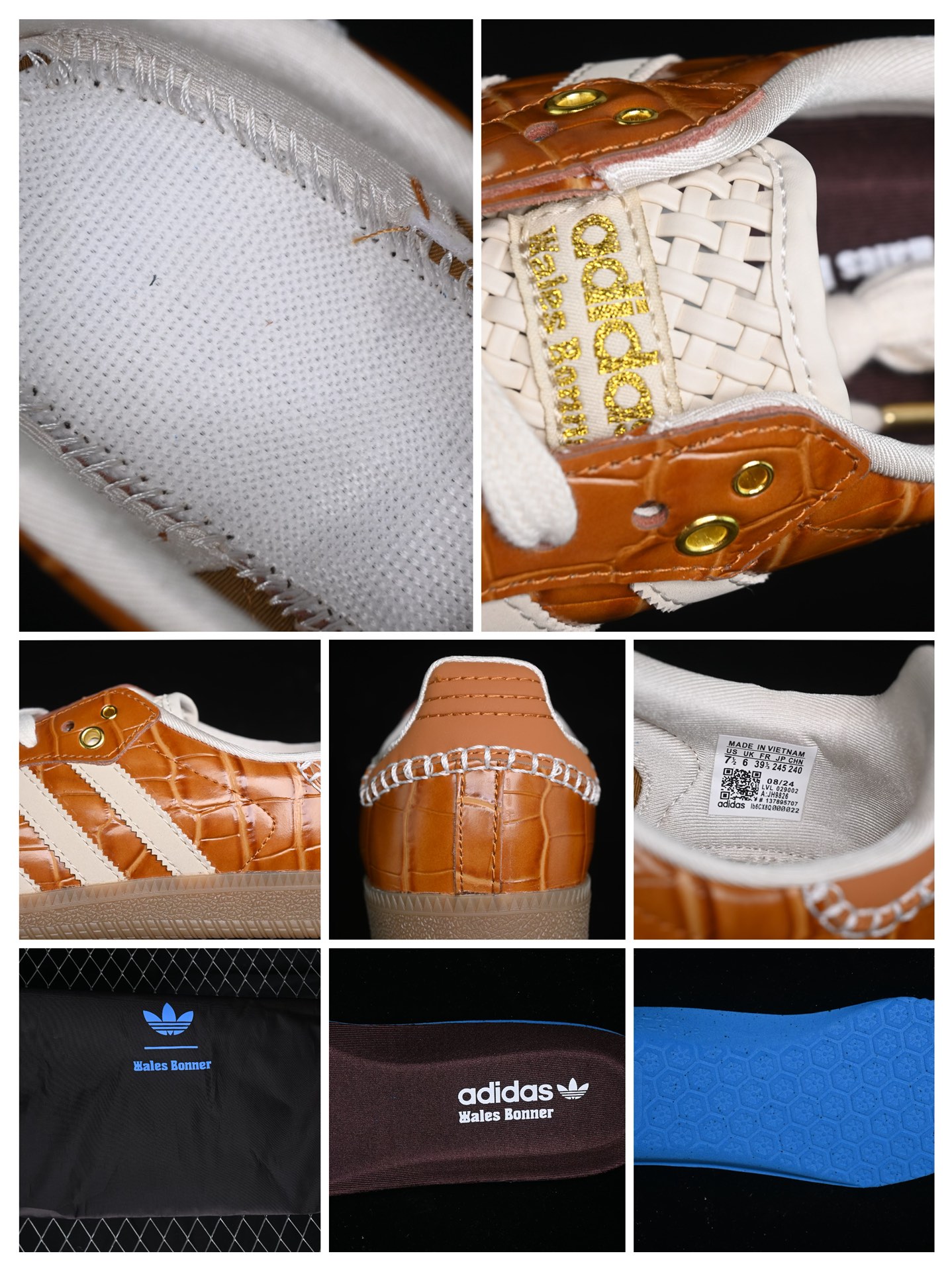 Adidas Originals Samba Wales Bonner Croc-Embossed Sneakers Brown