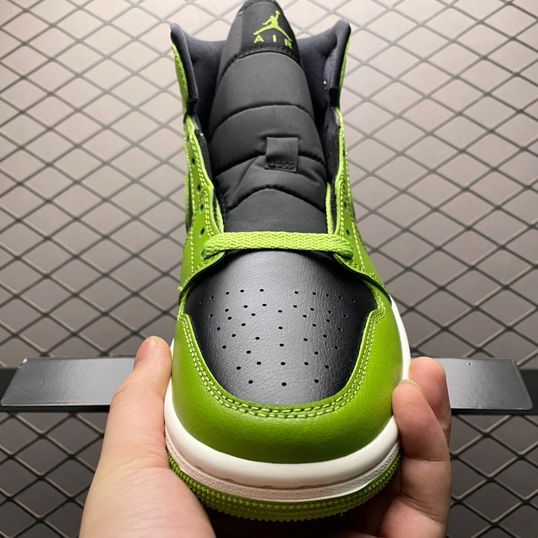 Jordan 1 Mid Leather Sneakers Lime Green/Black