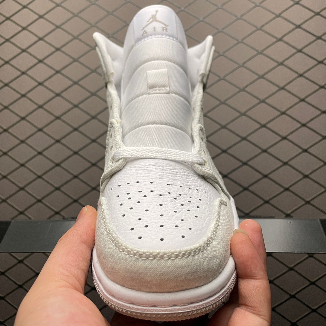 Jordan Air Jordan 1 Mid Canvas Sneakers White Grey Pink