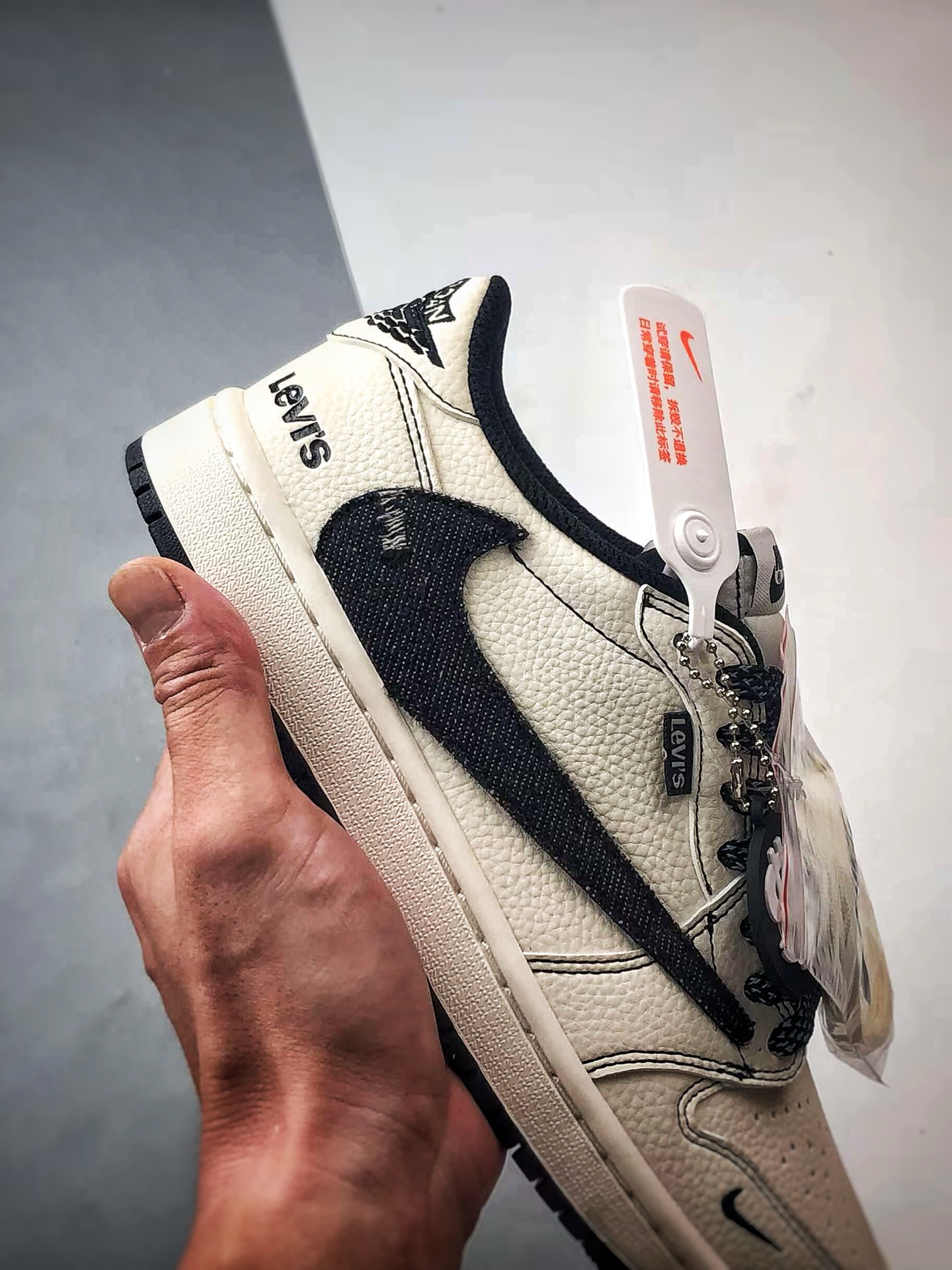 Jordan 1 Low OG Denim Swoosh Sneakers Black/White