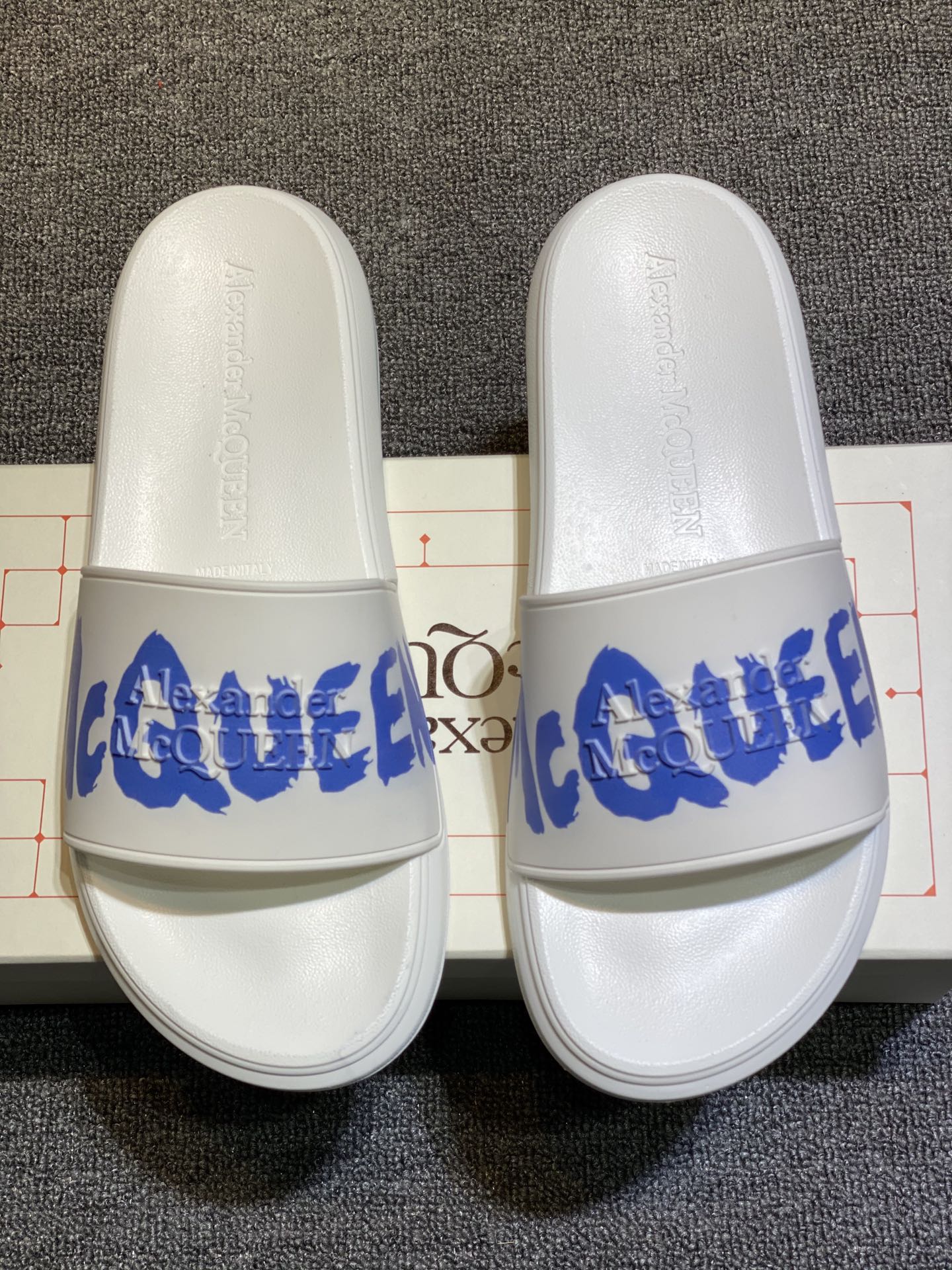 Alexander McQueen Logo Slides White