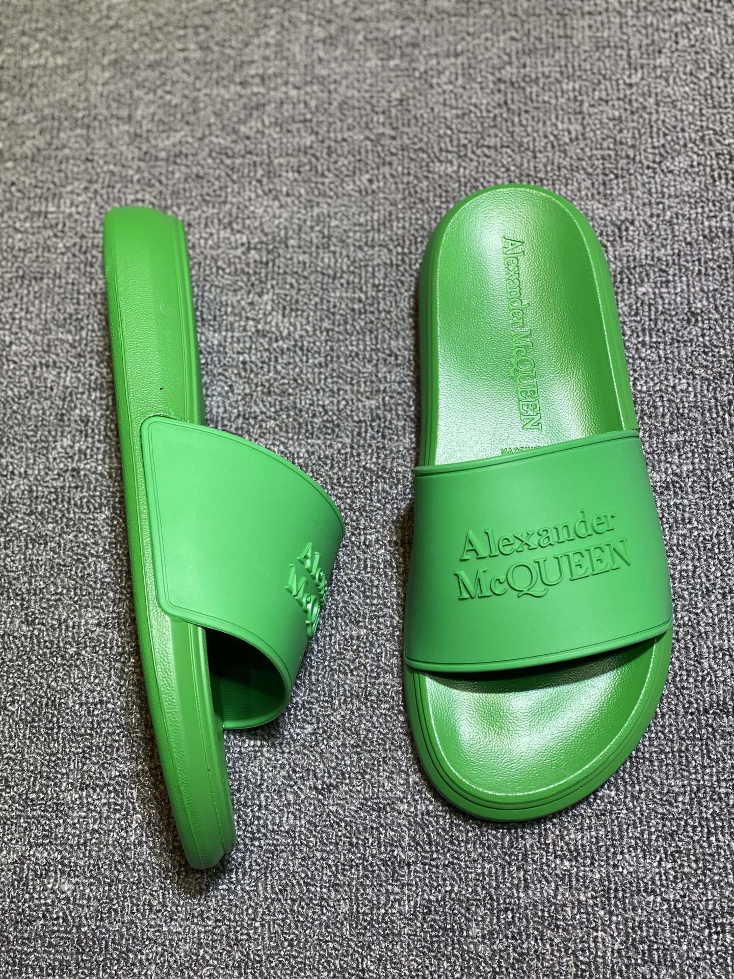 Alexander McQueen Logo Slide Sandals Green