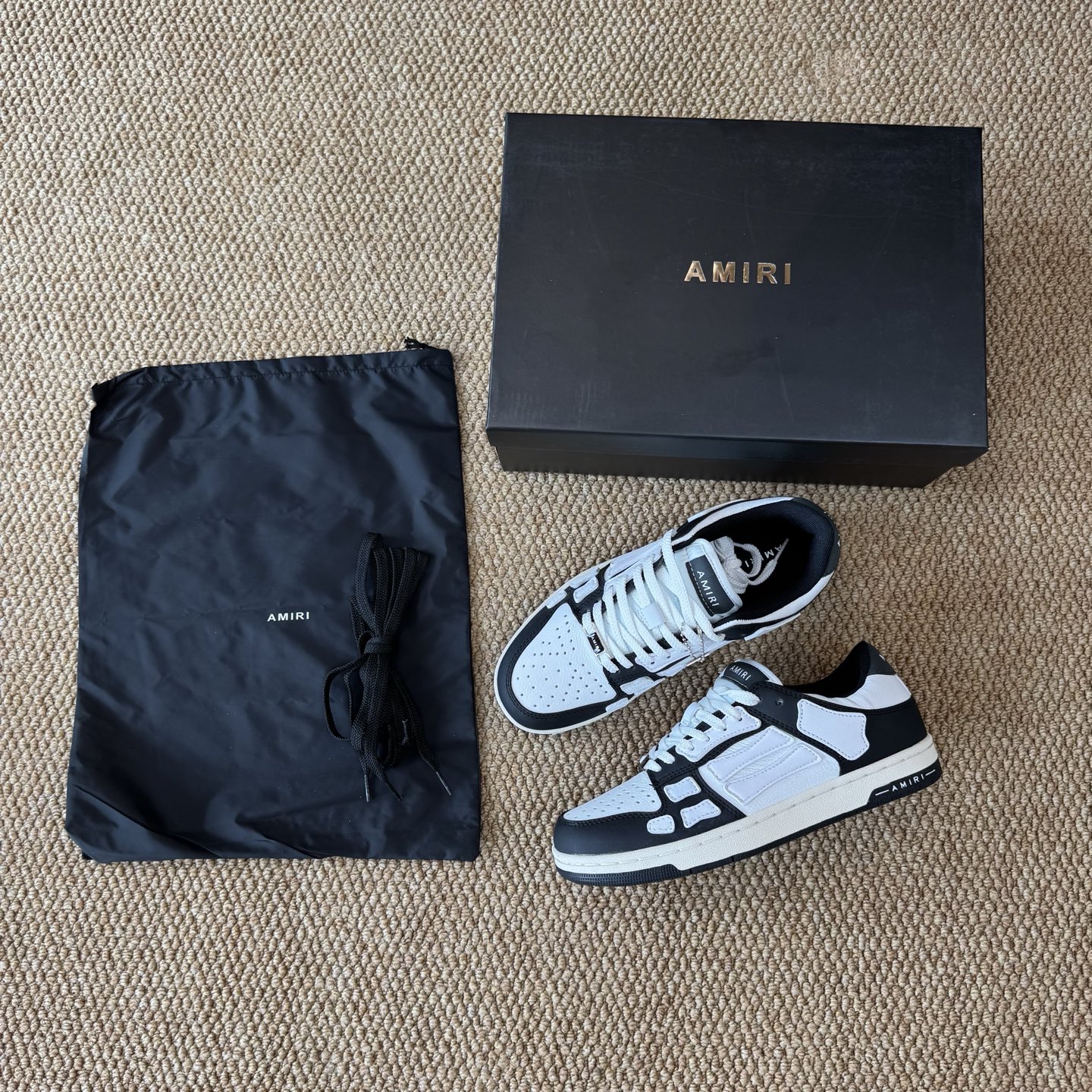 AMIRI Skel Top Low Bone Sneakers Black/White