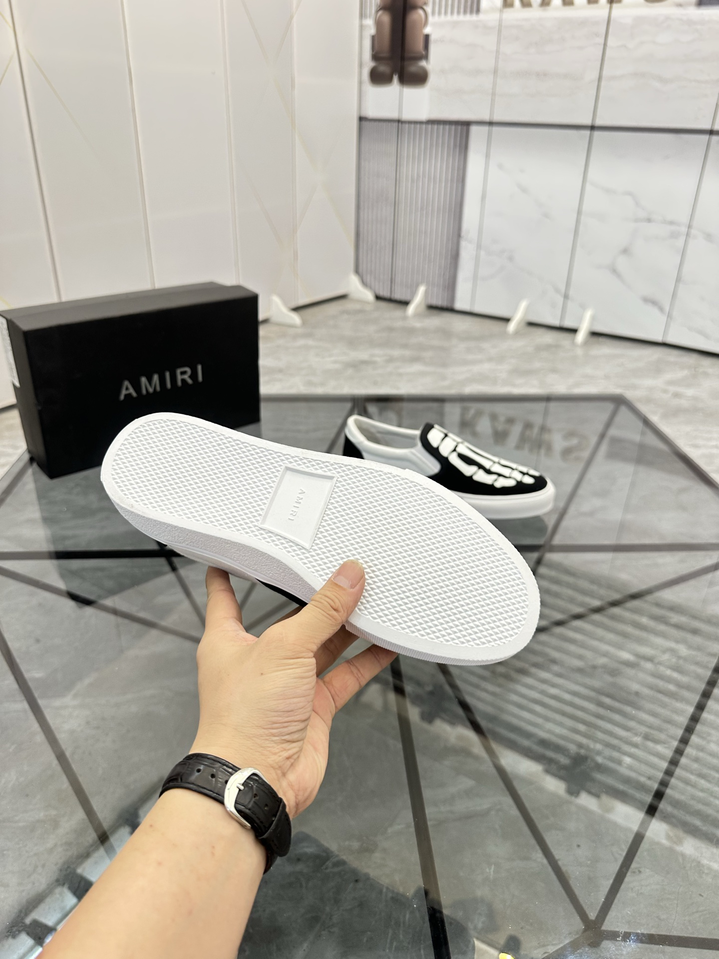 Amiri Skeleton Slip-On Sneakers Black/White