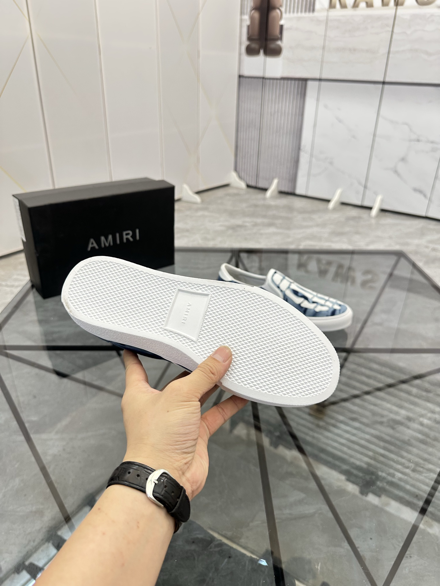 AMIRI Skeleton Slip-On Sneakers Blue