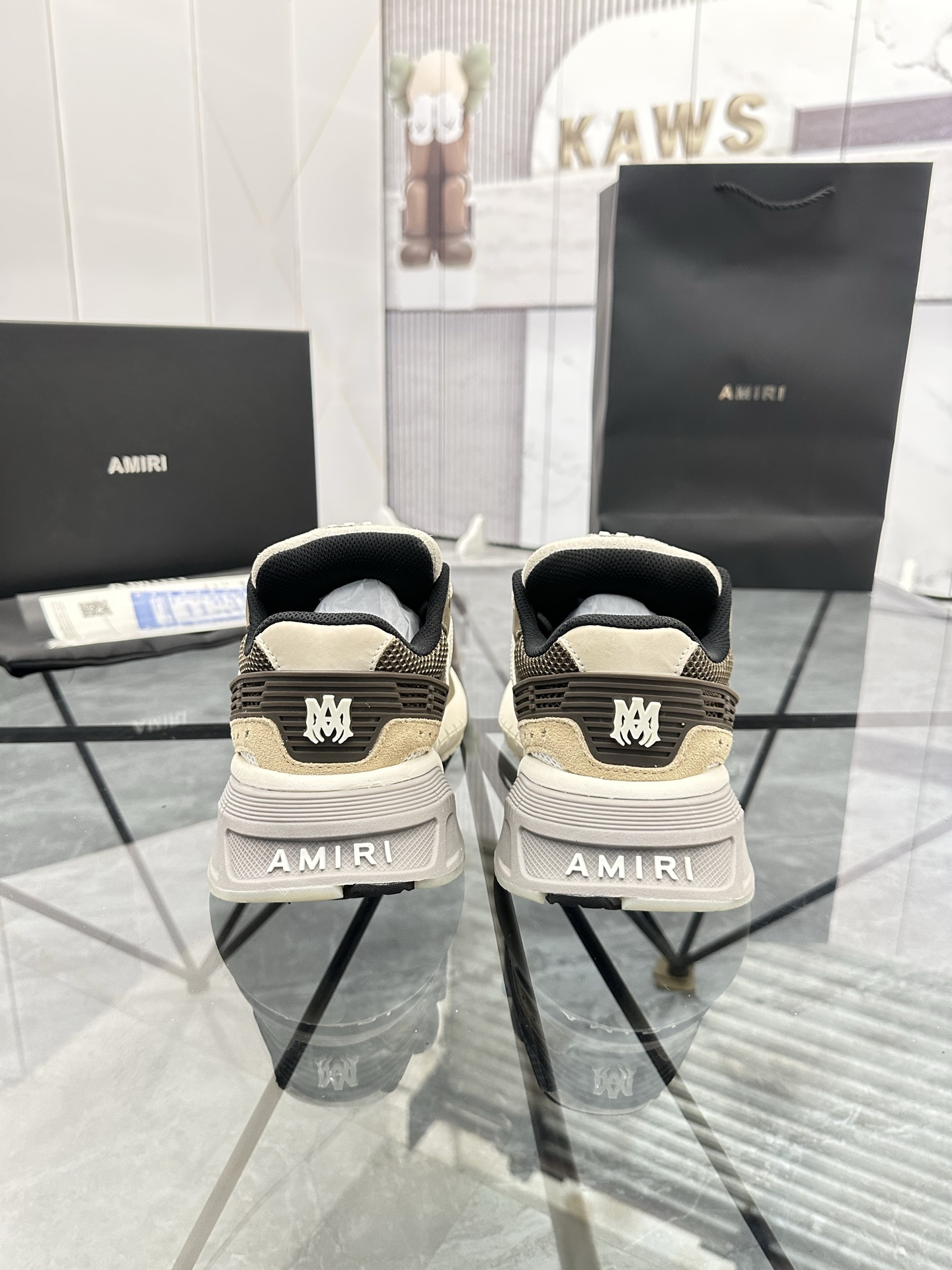 AMIRI Low-Top Leather Mesh Sneakers Multi-Color