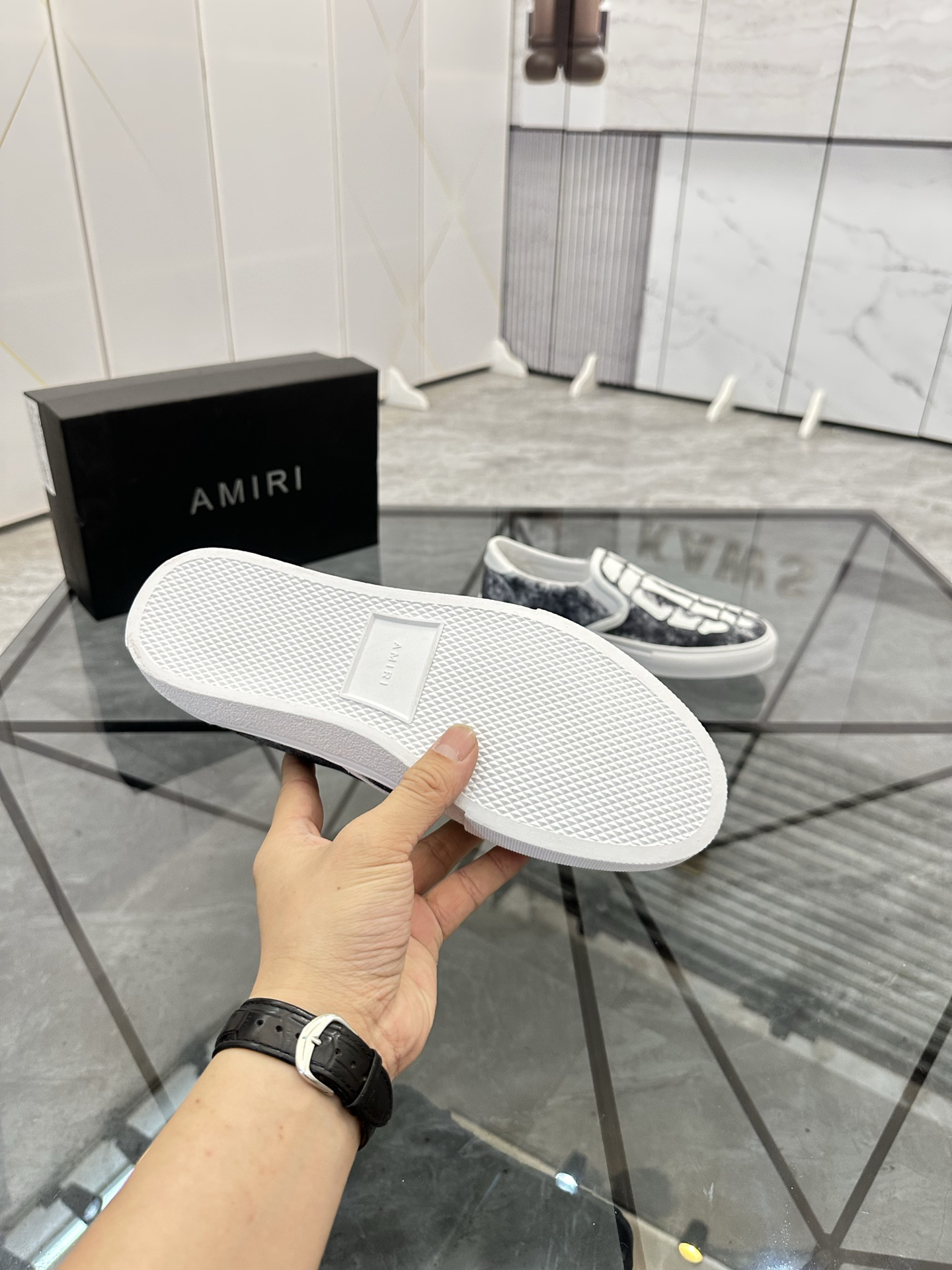 Amiri Skeleton Slip-On Shoes Black/White