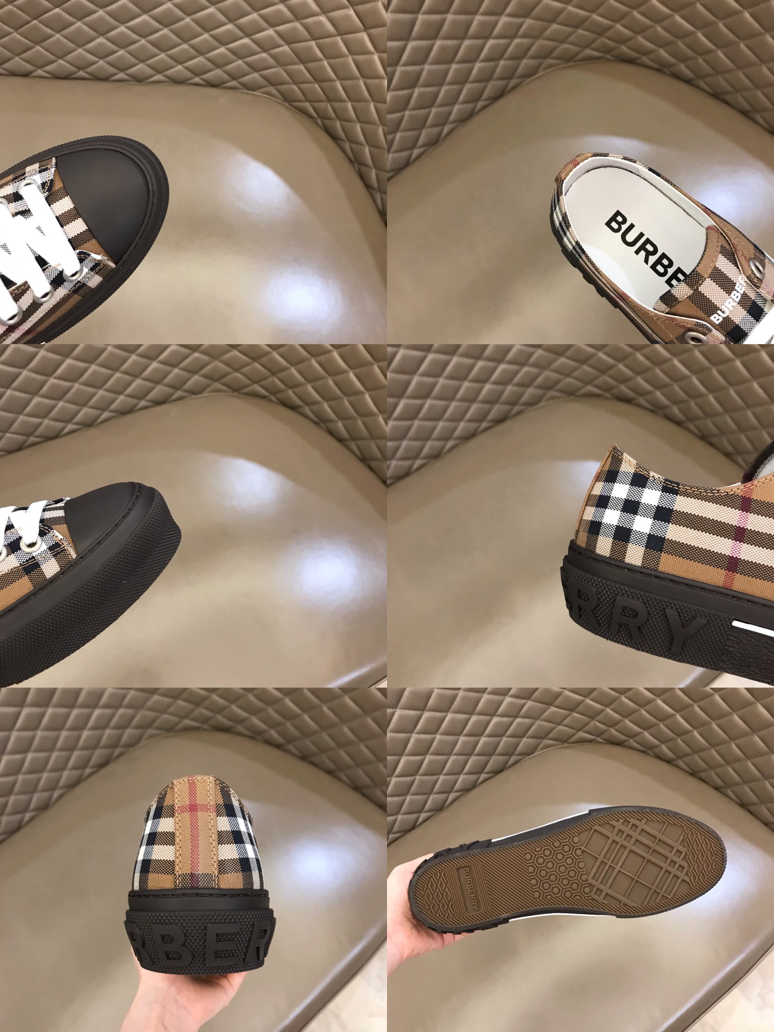 Burberry Vintage Check Low-Top Sneakers Khaki