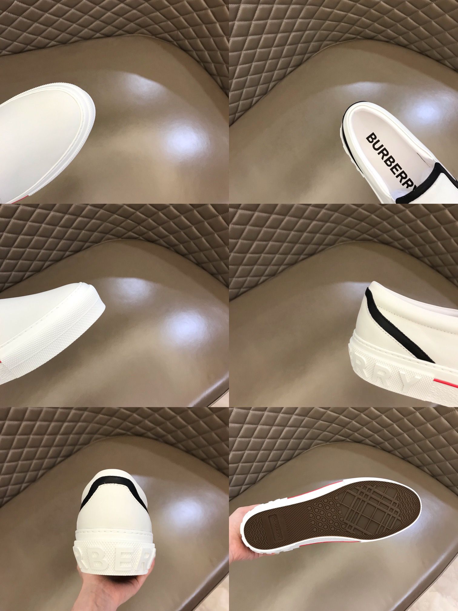Burberry Leather Slip-On Sneaker White/Black